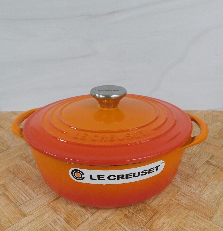 Le Creuset Cast Iron 2.75 Quart Shallow Round Dutch Oven, Flame – New