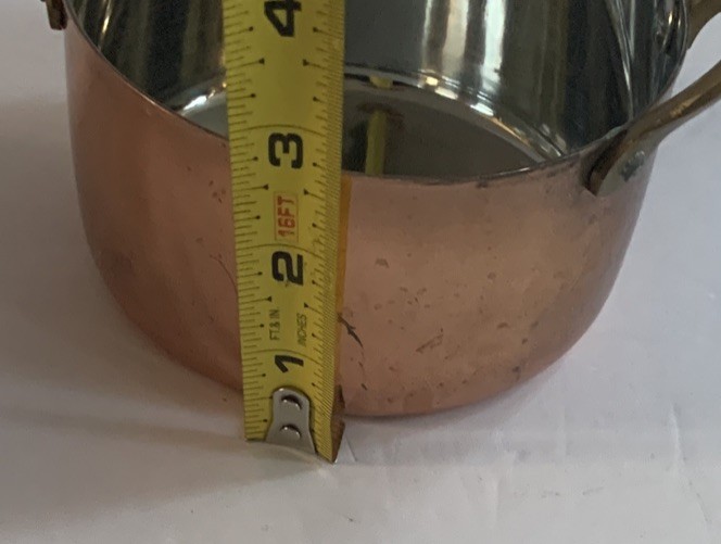 2 Mini Stainless Steel Copper Plated Dutch Oven Fryer Brass Handle 4.75″ No Lid