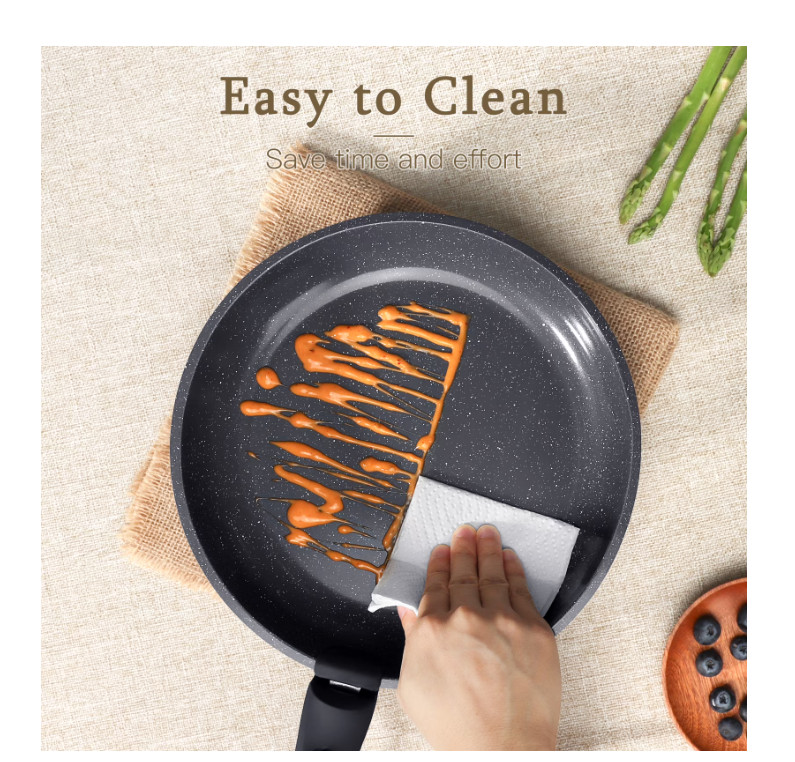 3pc Ceramic Nonstick Frying Pan Set Detachable Handle Oven Safe Induction