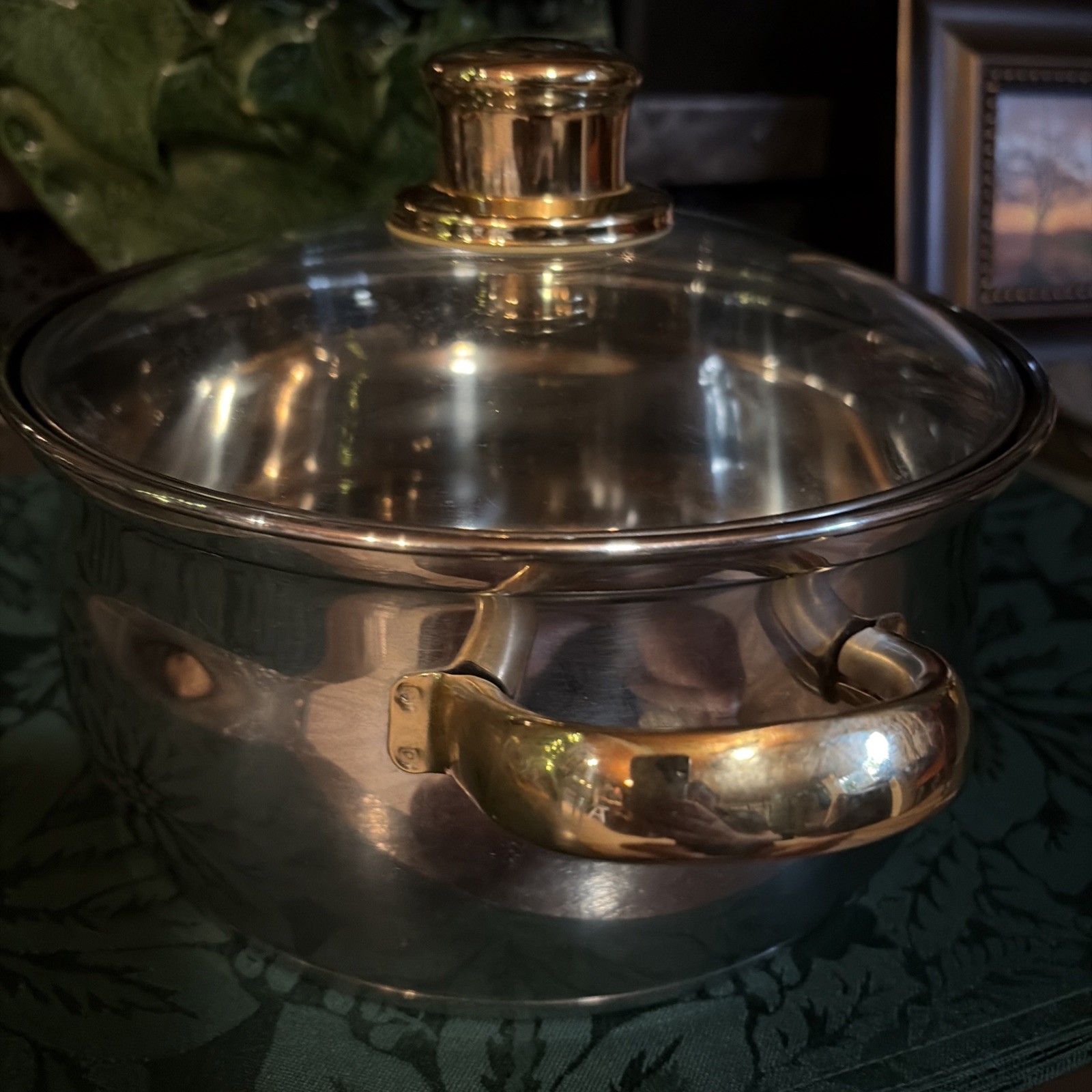 Cuisine Cookware Premium Gold 3.5qt Pot Glass Lid 18/10 Stainless ~ Excellent!