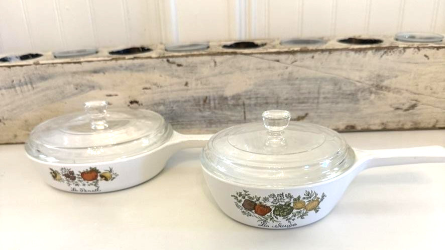 Vintage Corning Ware Spice Of Life Saucepan Set Lids