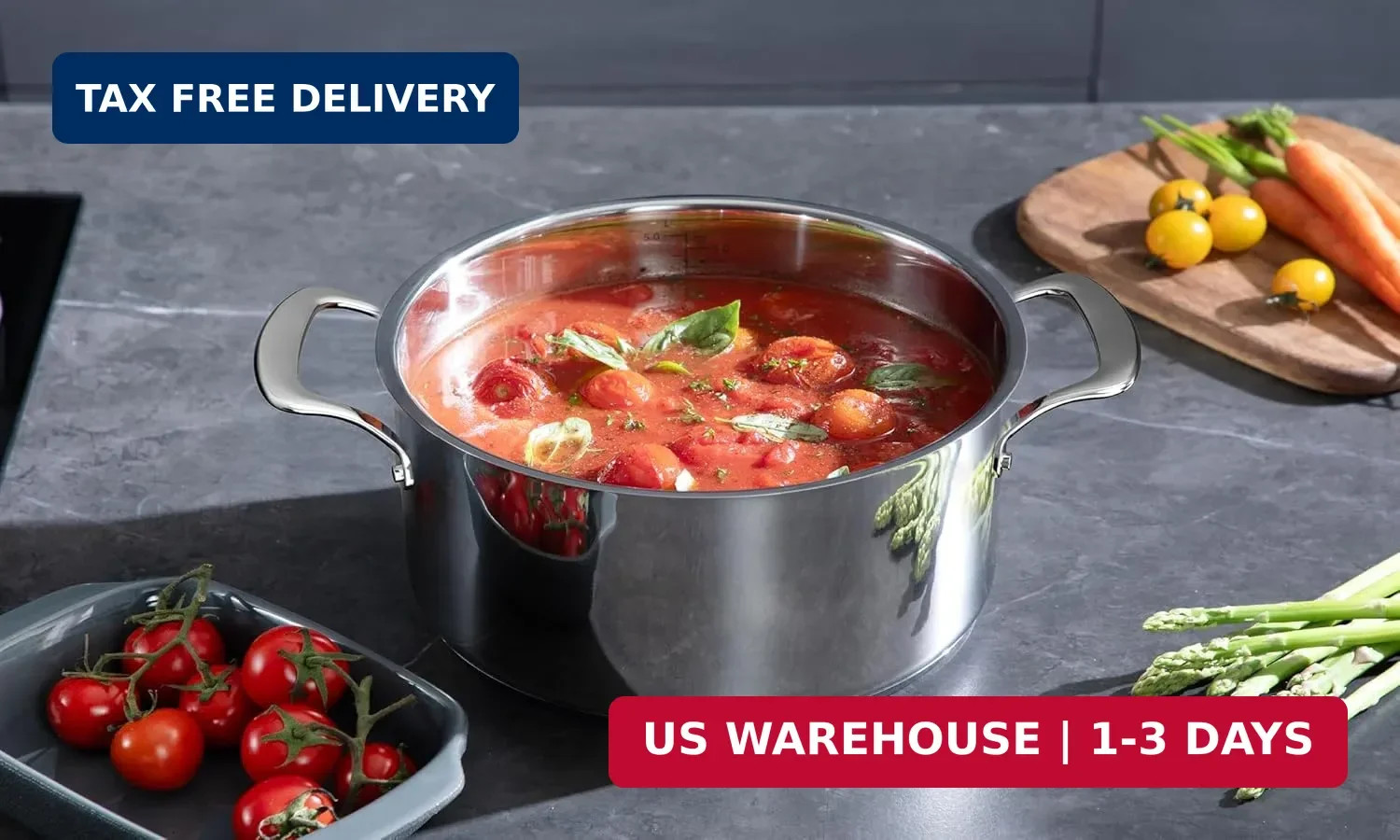 Cookware, 10 Piece Stainless Steel Pot and Pan Set, 5 Ply Clad, Includes Frying