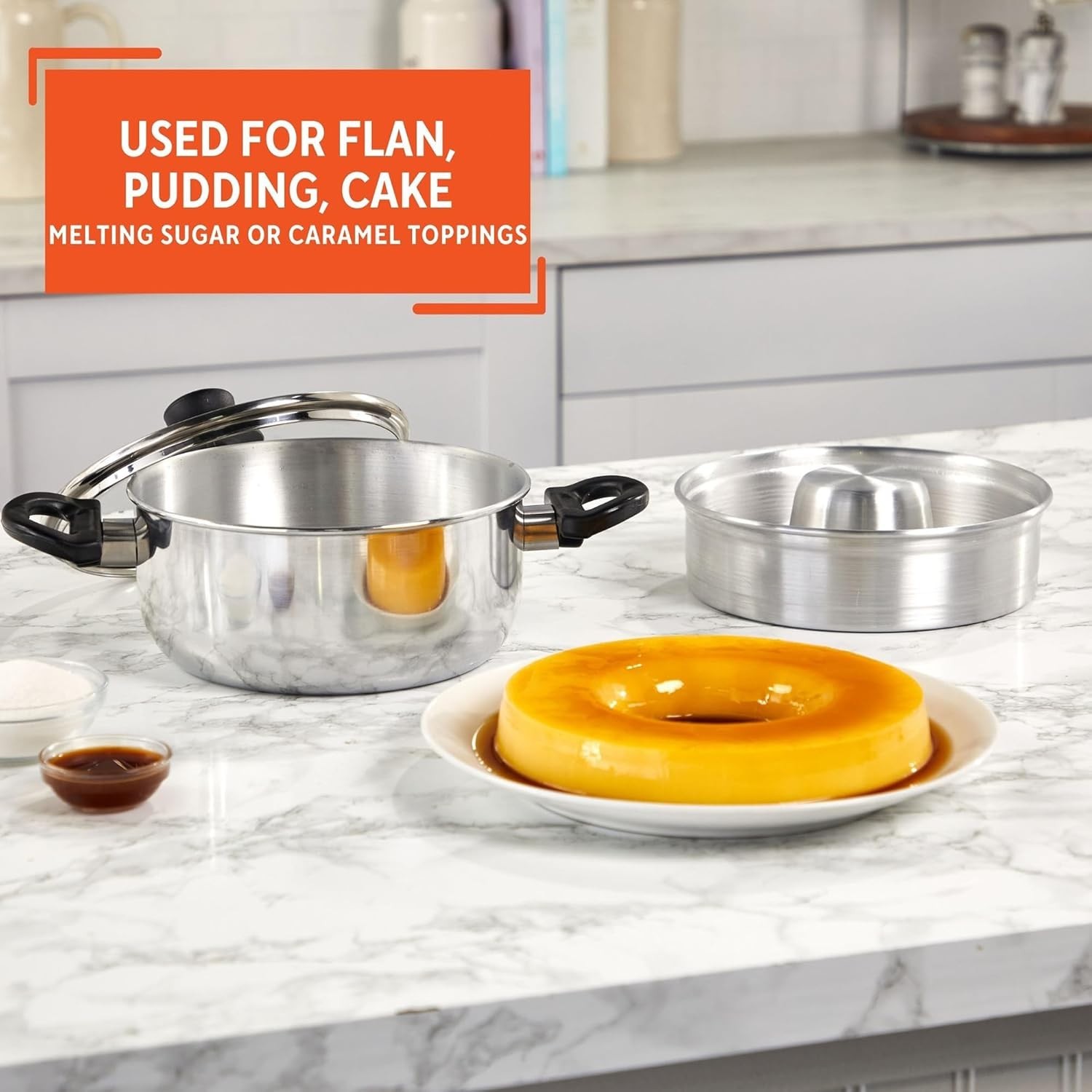 3Qt Double Boiler/Baño Maria w/8in Flan Inner Pan – 20cm