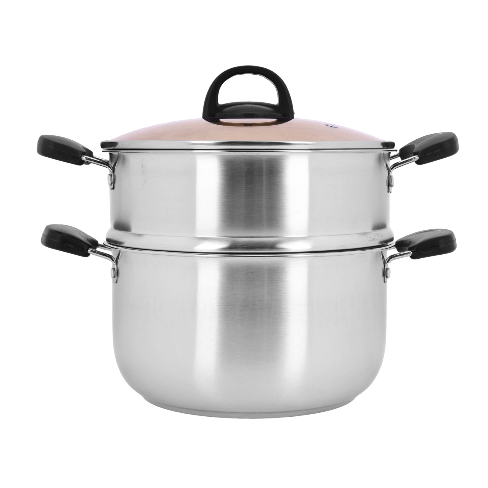 2 Tier Steamer Hot Pot Stainless Steel Cooker Steam Pot Food Cooking + Glass Lid