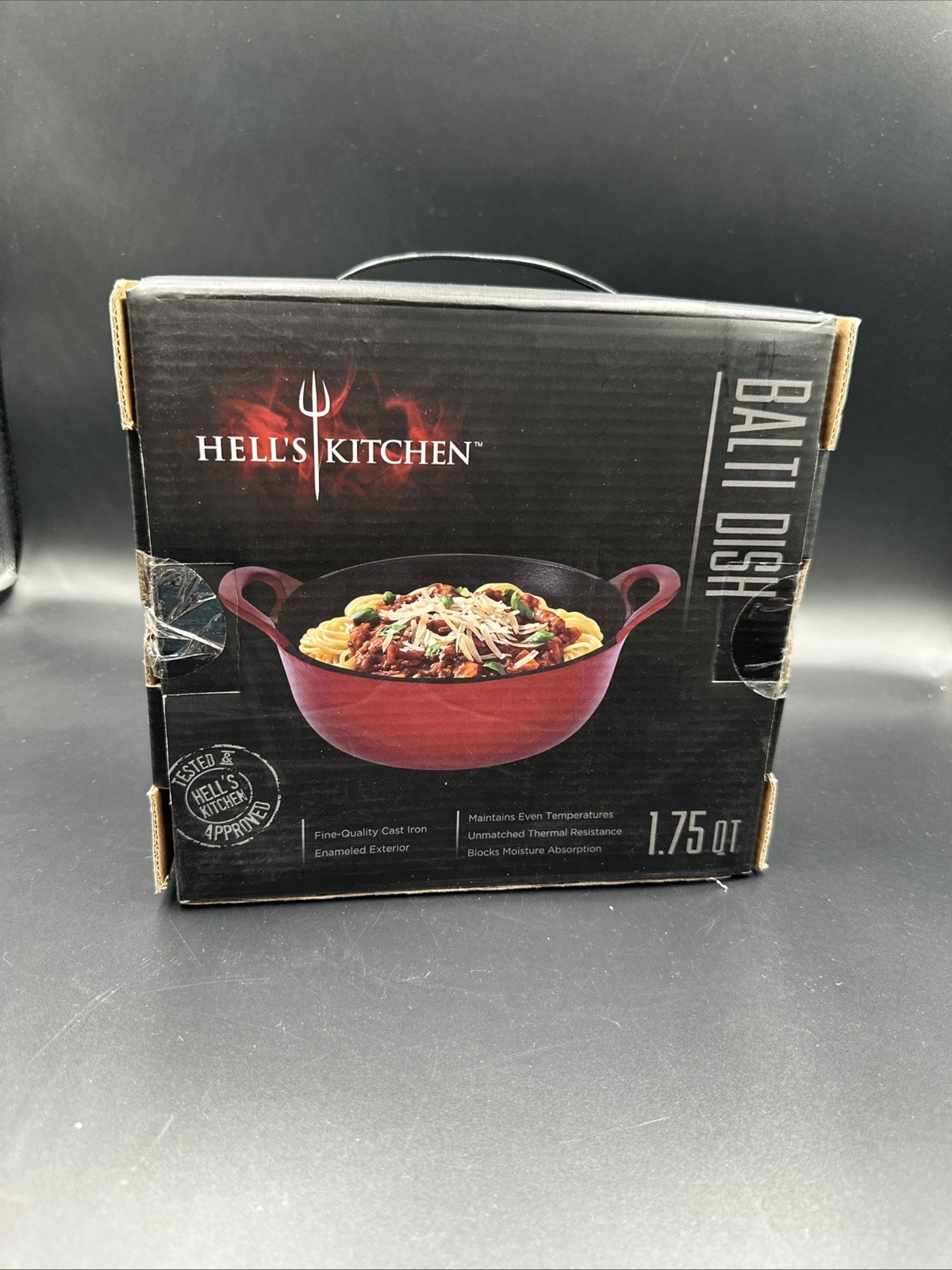 Hell’s Kitchen Nonstick, 1.75QT-Red-Cast Iron Balti Dish, 1.75 quart – Brand New