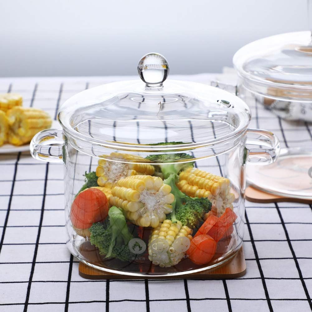 Glass Cooking Pot – 1.5L/50Oz Heat-Resistant Borosilicate Glass Handmade Cookwar