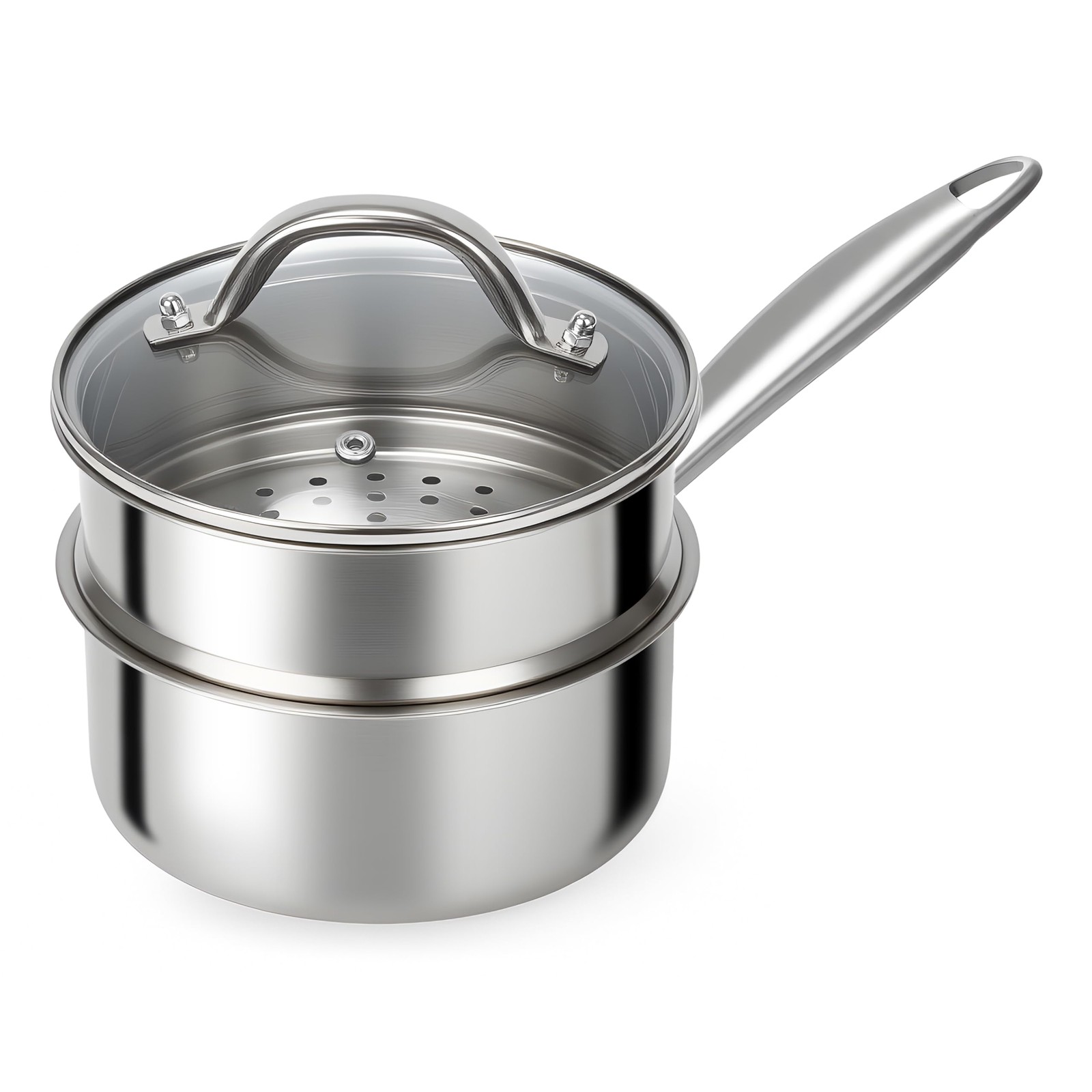 Stainless Steel Sauce Pan – Tri-Ply 1.5 Quarts Steamer for Cooking, Small Coo…