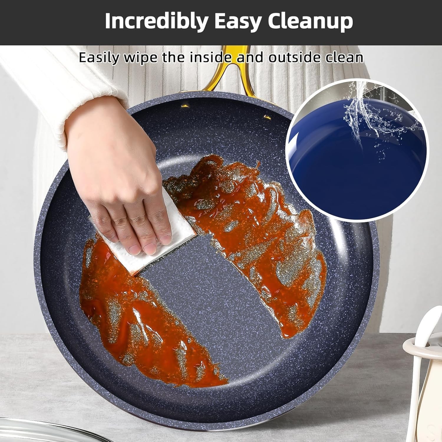 Nuwave Lux LE 13-Pc Cookware Set with Elegant Gold Handle, Diamond Infused Ceram