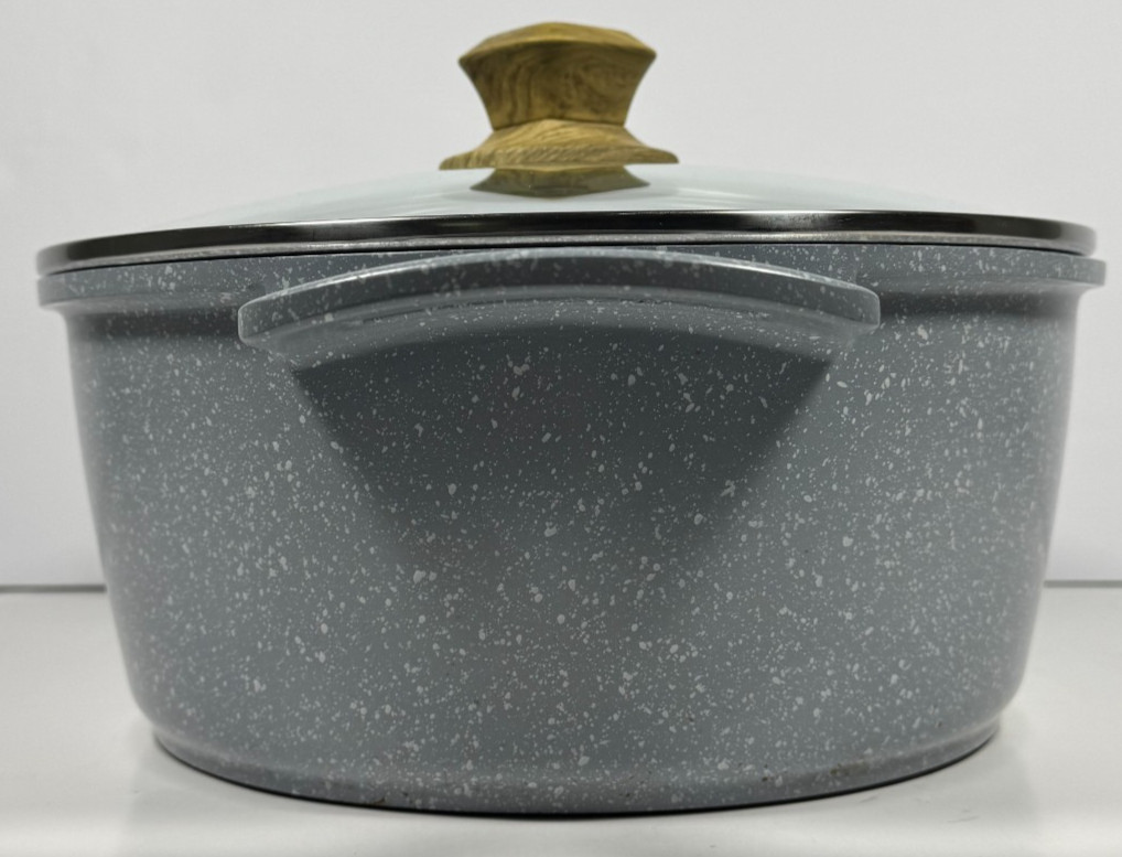 MasterClass Premium Cookware Speckled Gray Casserole Pot ~4.3 Qt w/ Glass Lid