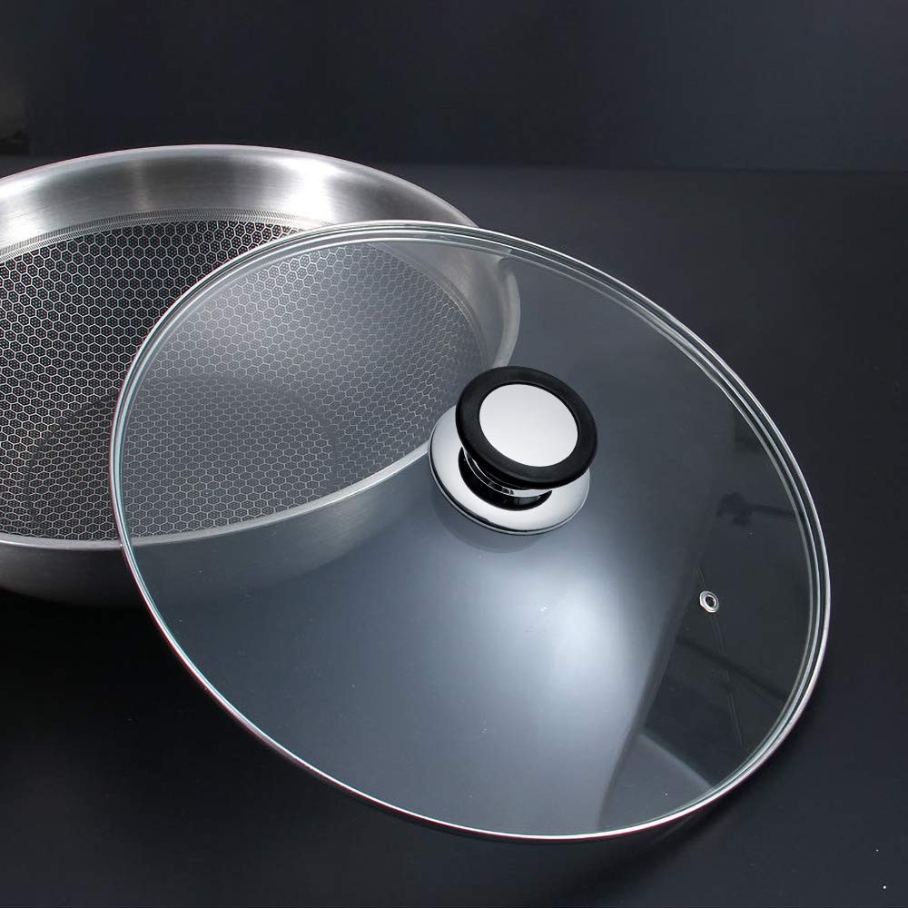 Glass Lid for Frying Pan, Fry Pan, Skillet, Pan Lid with Handle Coated in Sil…