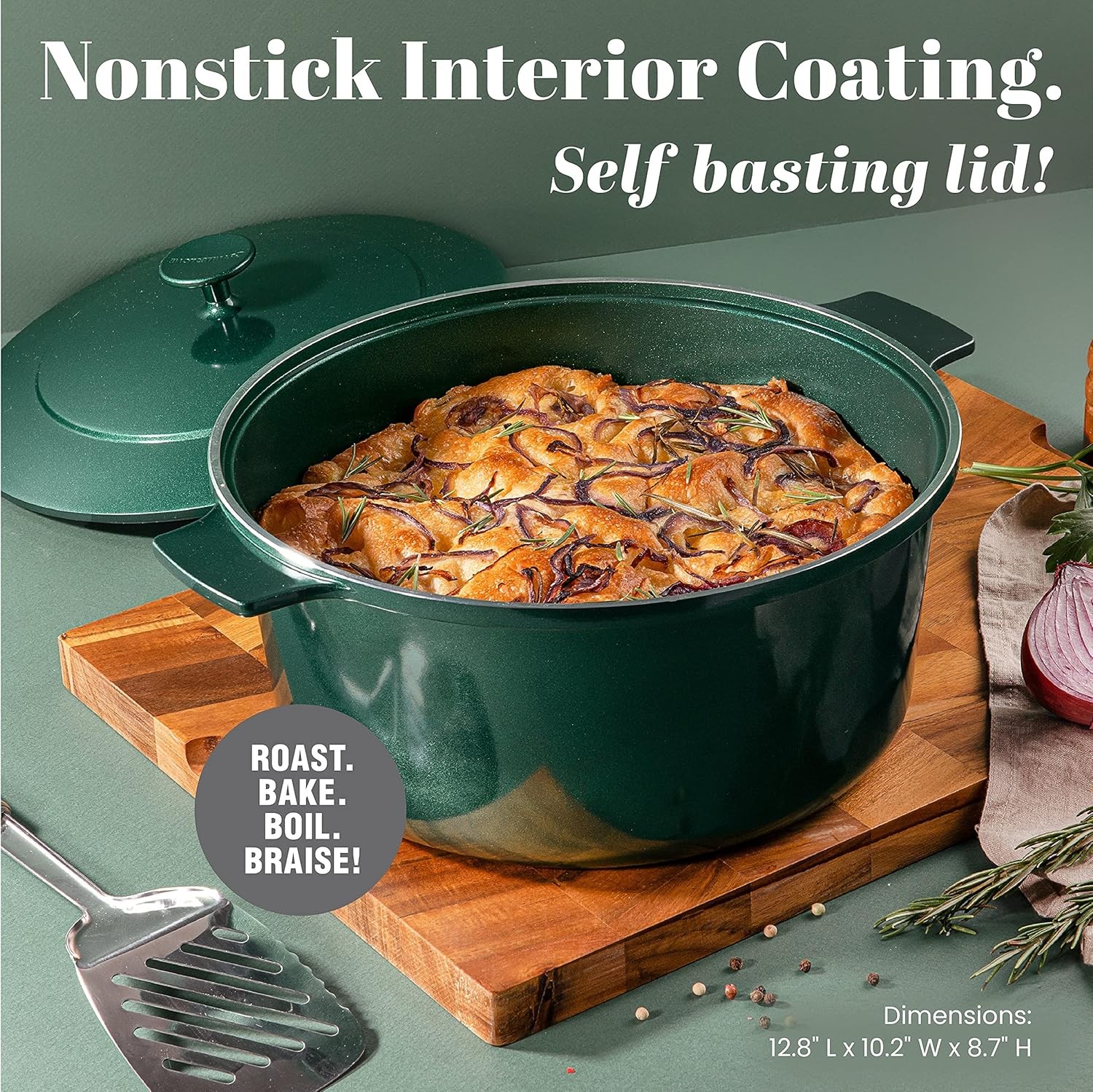 Dutch Oven 6.5 Quart Ultra Nonstick Enameled Lightweight Aluminum Dutch Oven Pot