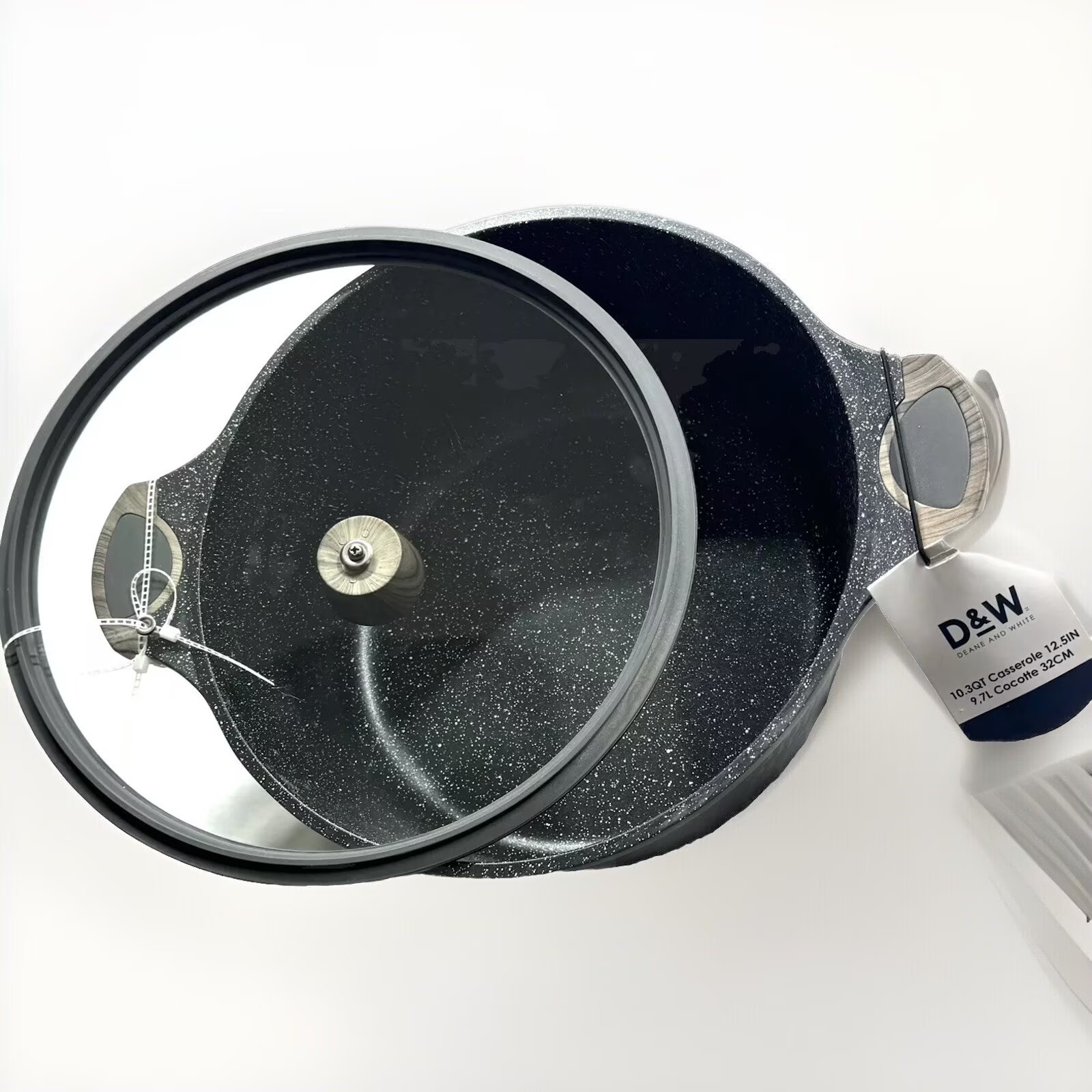 Deane & White D&W Casserole Stock Pot Nonstick With Lid 10.3-QT, 12.5” Cookware