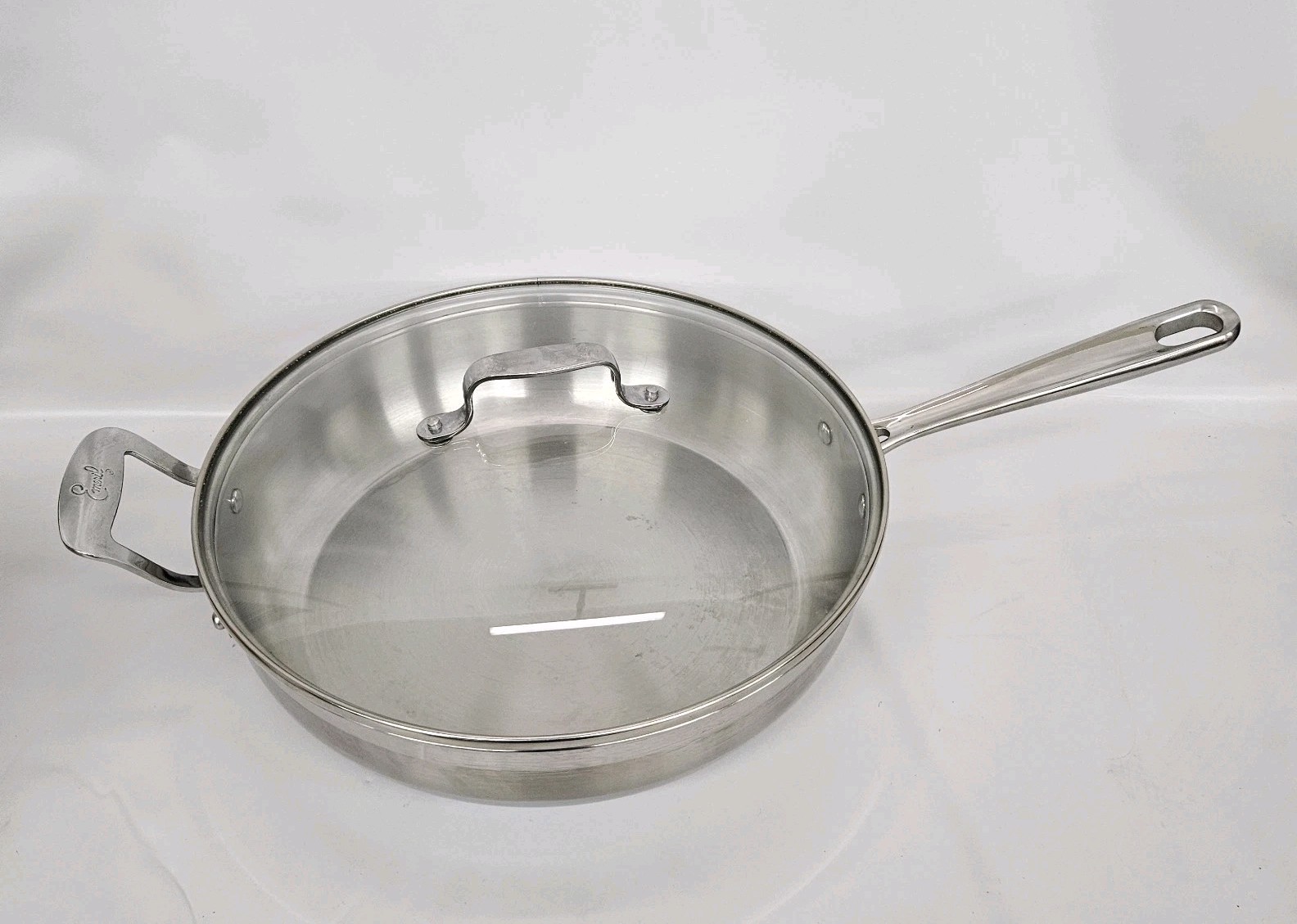 Rare 12″ Emeril Lagasse 5 Qt Stainless Steel Deep Large Saute Fry Pan Pot W/ Lid