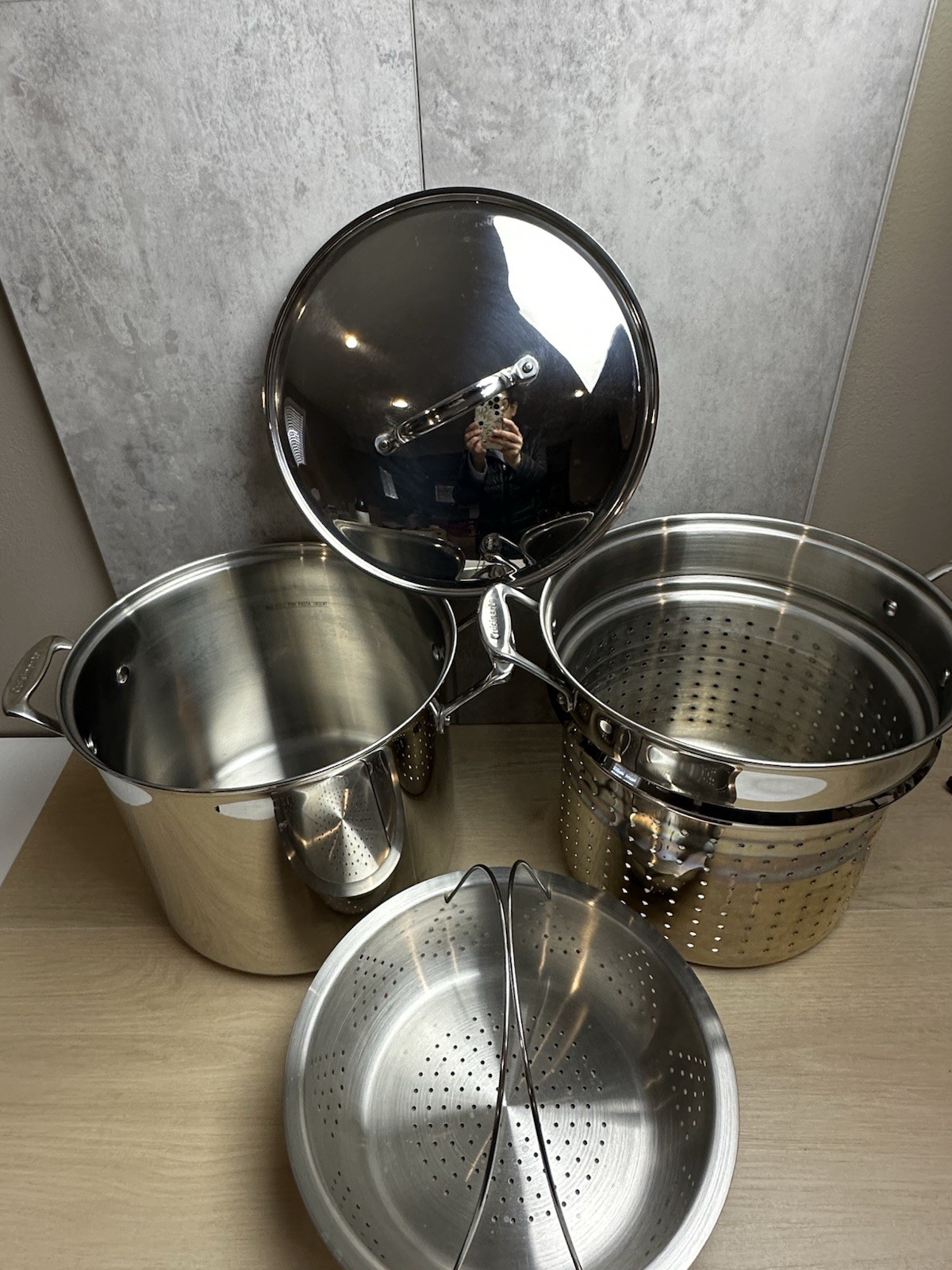 Cuisinart Stainless Steel 12 Qt Stock Pot Pasta Insert Steamer Basket With Lid