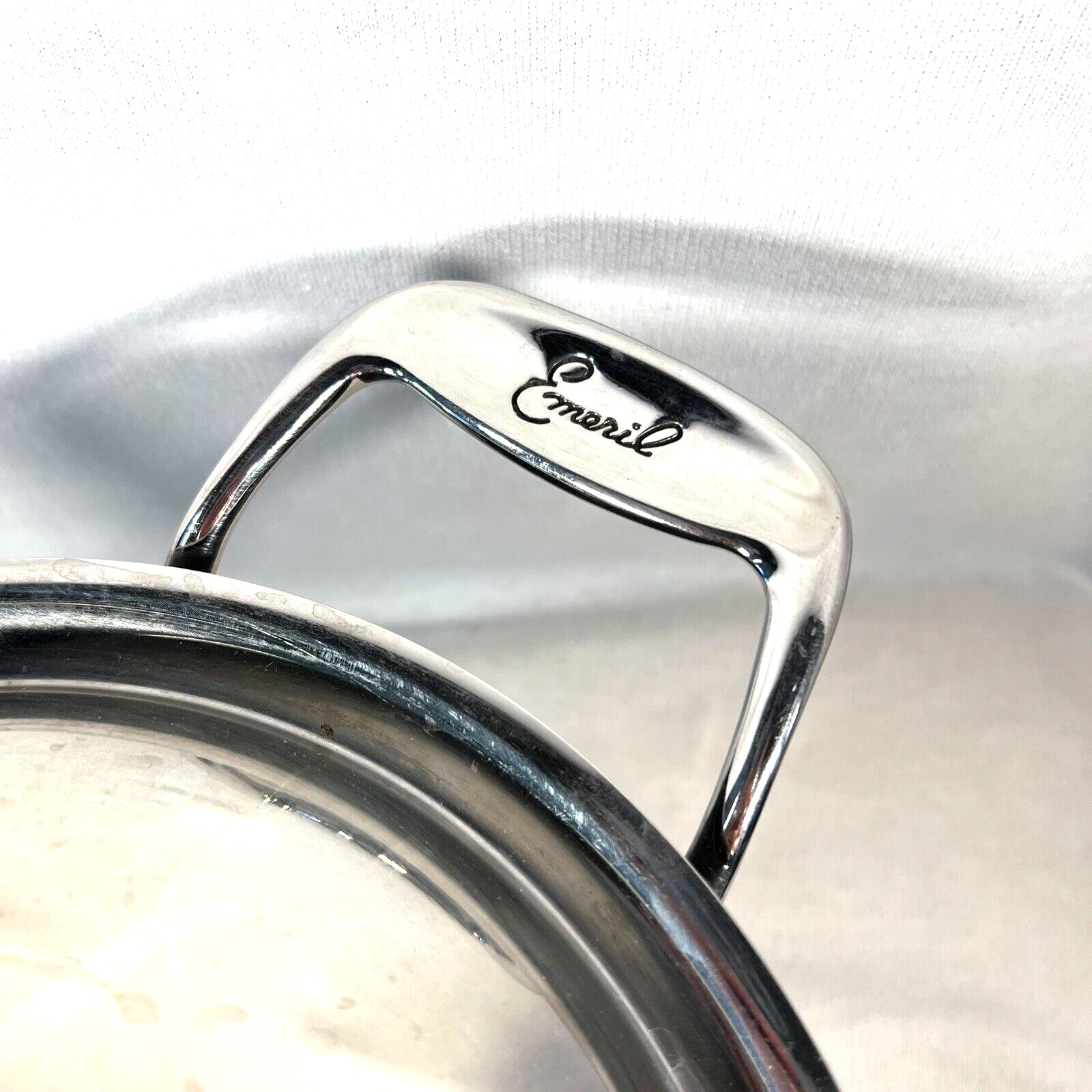 Emeril All Clad 6 Qt Anodized Stock Pot Pan w/Stainless Lid Cover 9-3/8” X 6.25”