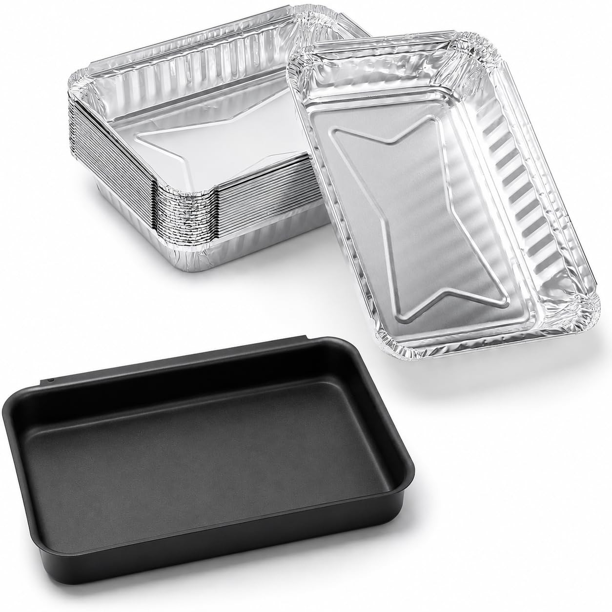 QuliMetal 93305 Catch Pan with 20 Pack 6415 Drip Pans for Weber Genesis II 3 Bur