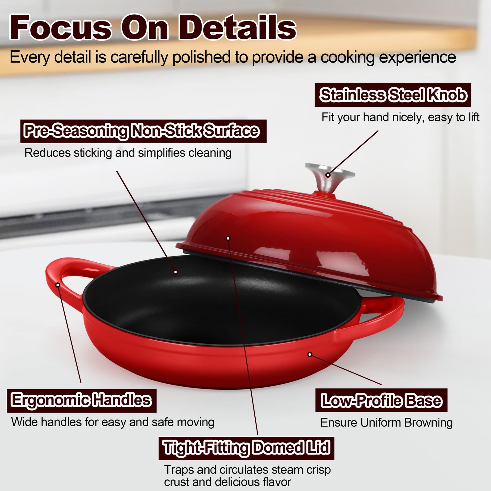 Teamfar Cast Iron Bread Dutch Oven 6 Qt Enameled Dutch Oven Pot For Sourdough