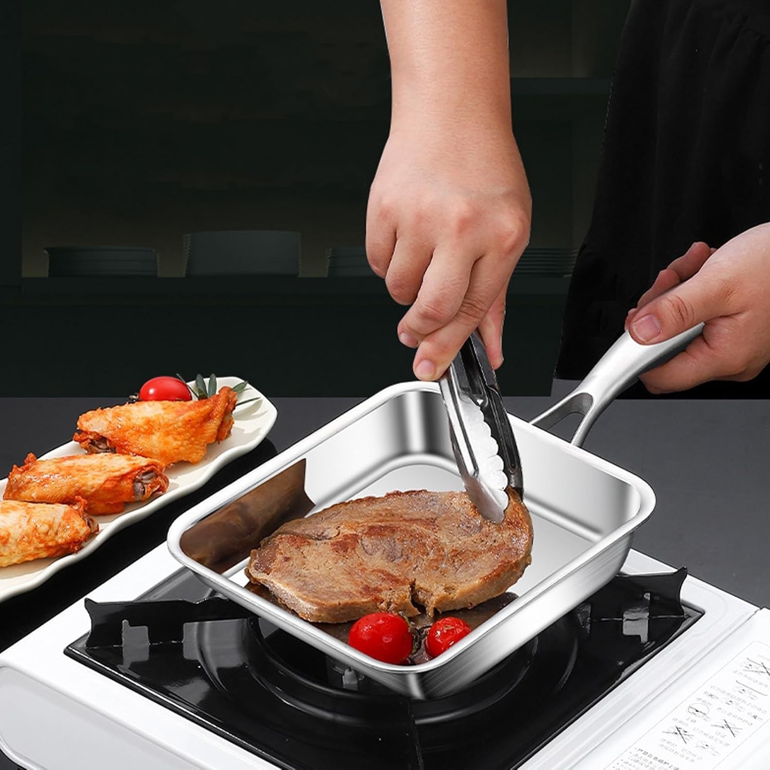 Toutrop 7.5″ Japanese Omelette Pan 316 Stainless Steel Square