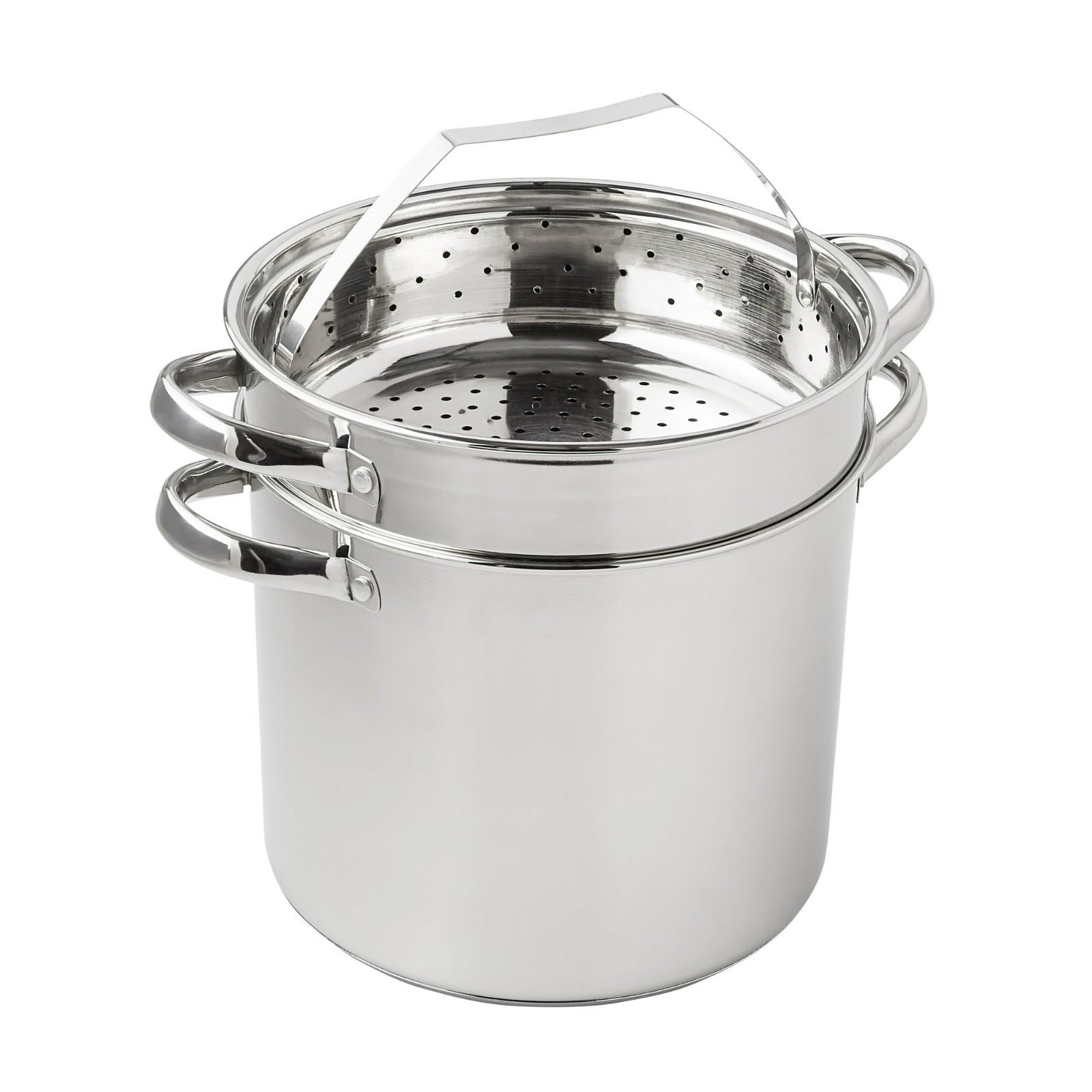 Multi-Cooker Set with Lid, 8 Qt Pasta Steam Pot, Stainless Steel, Steamer Basket