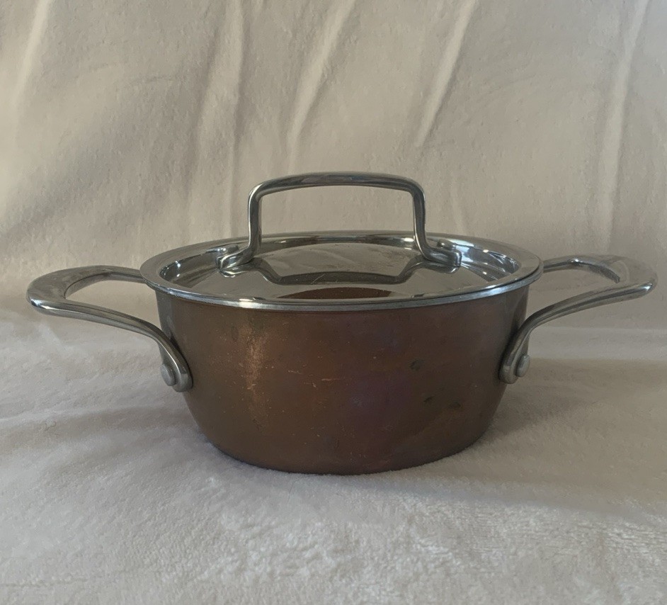 IL Mulino New York Copper 1 Qt Pan with Lid Double Handle Stainless Steel Lining