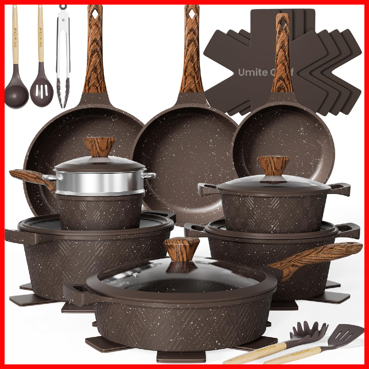 Umite Chef 26Pcs Pots And Pans Set Non Stick Nonstick Cookware Sets Induction
