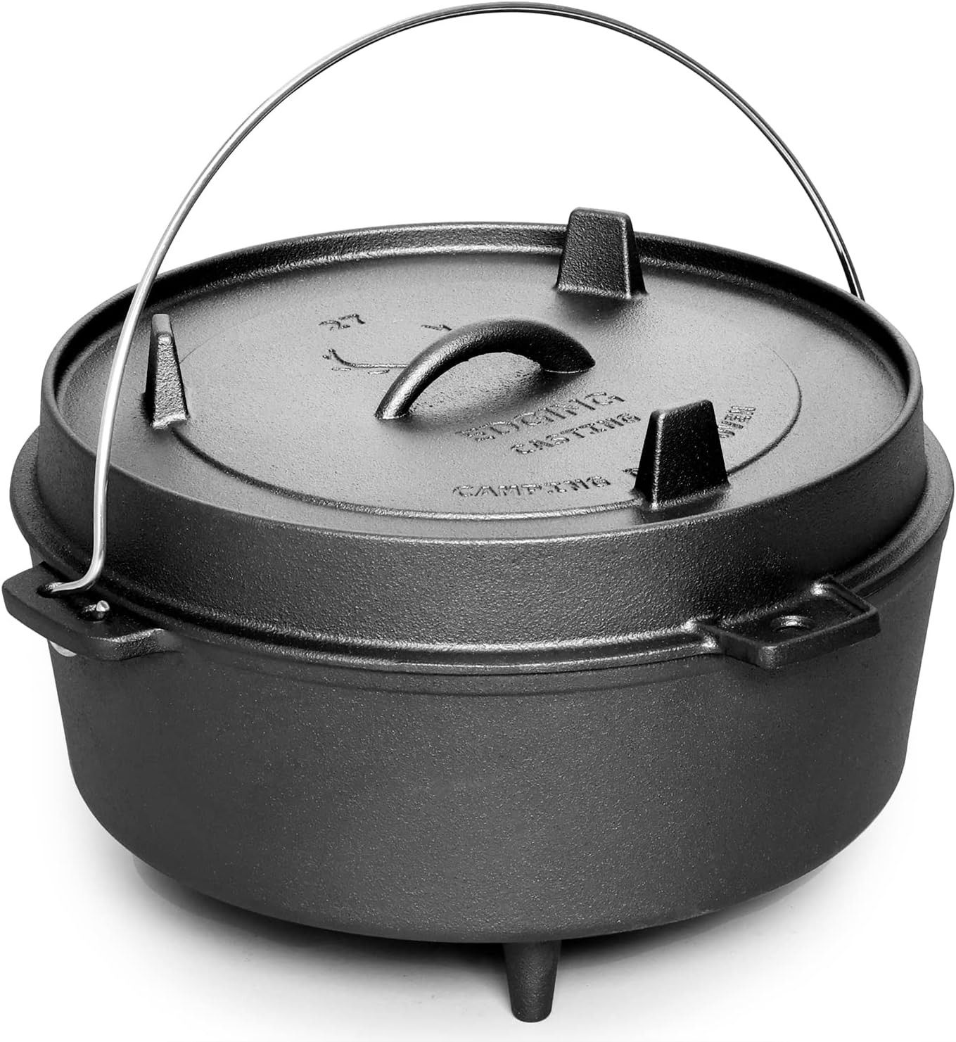 Pre-Seasoned Cast Iron Dutch Oven W/Skillet Lid Outdoor Camping Deep Pot 4.5qt