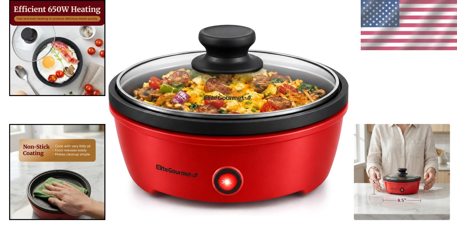Versatile 8.5-Inch Non-Stick Skillet with Glass Lid – Perfect for Small Spaces