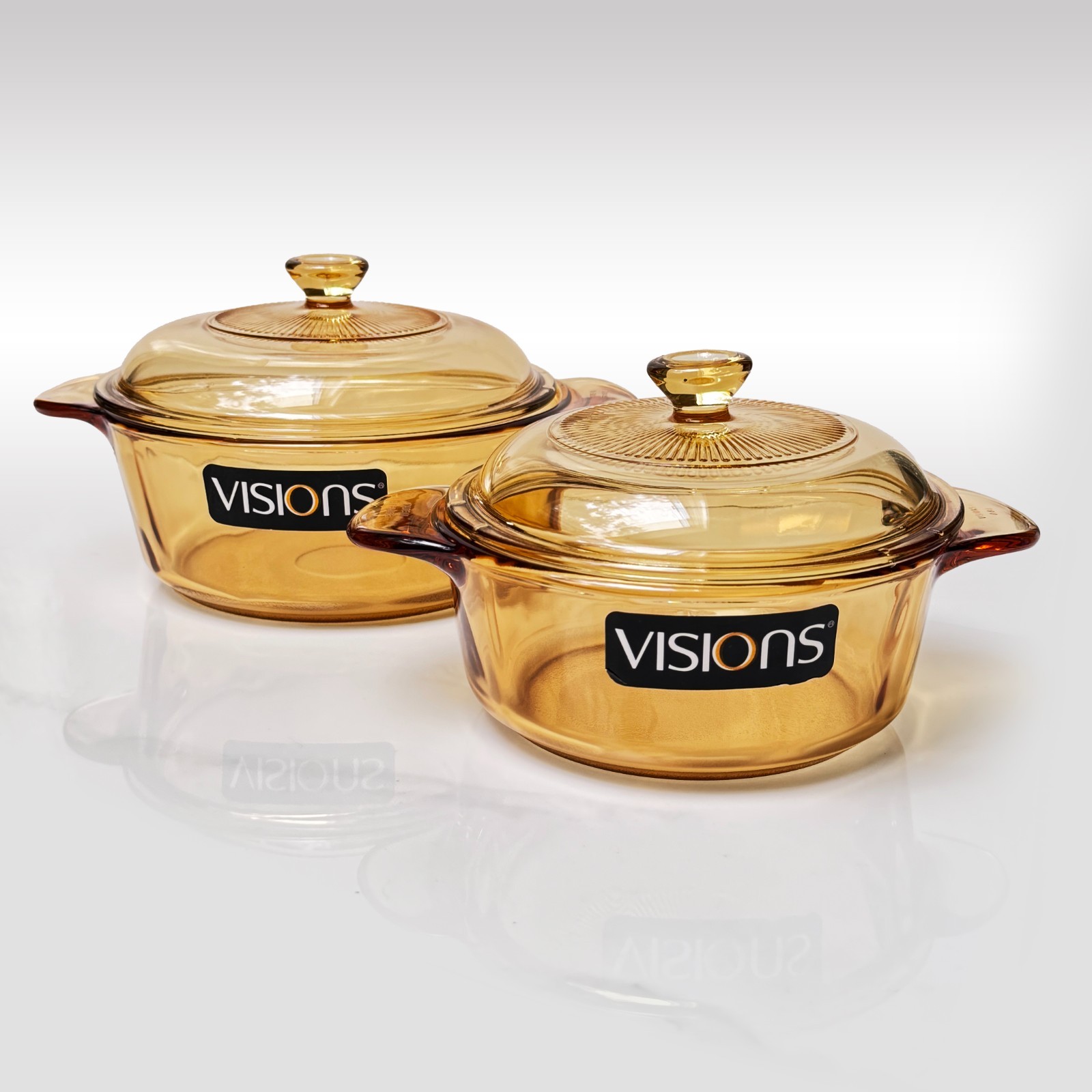 Visions Amber Yellow Pots Made in France w/Lids NEW 0.8L & 1.25L sold individual