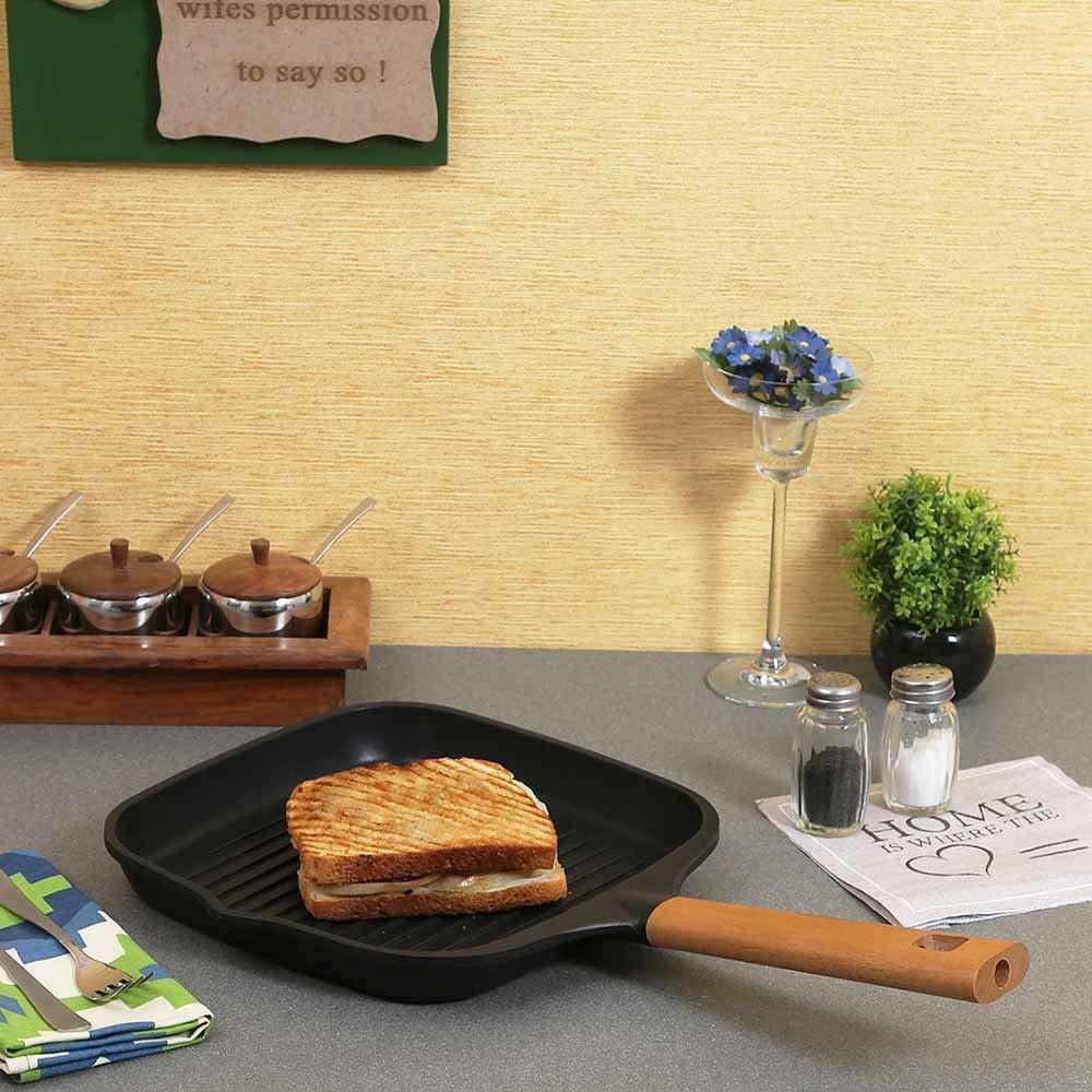 Wonderchef Die Cast Non-Stick Aluminum Indian Cooking Grill Pan, 24 cm