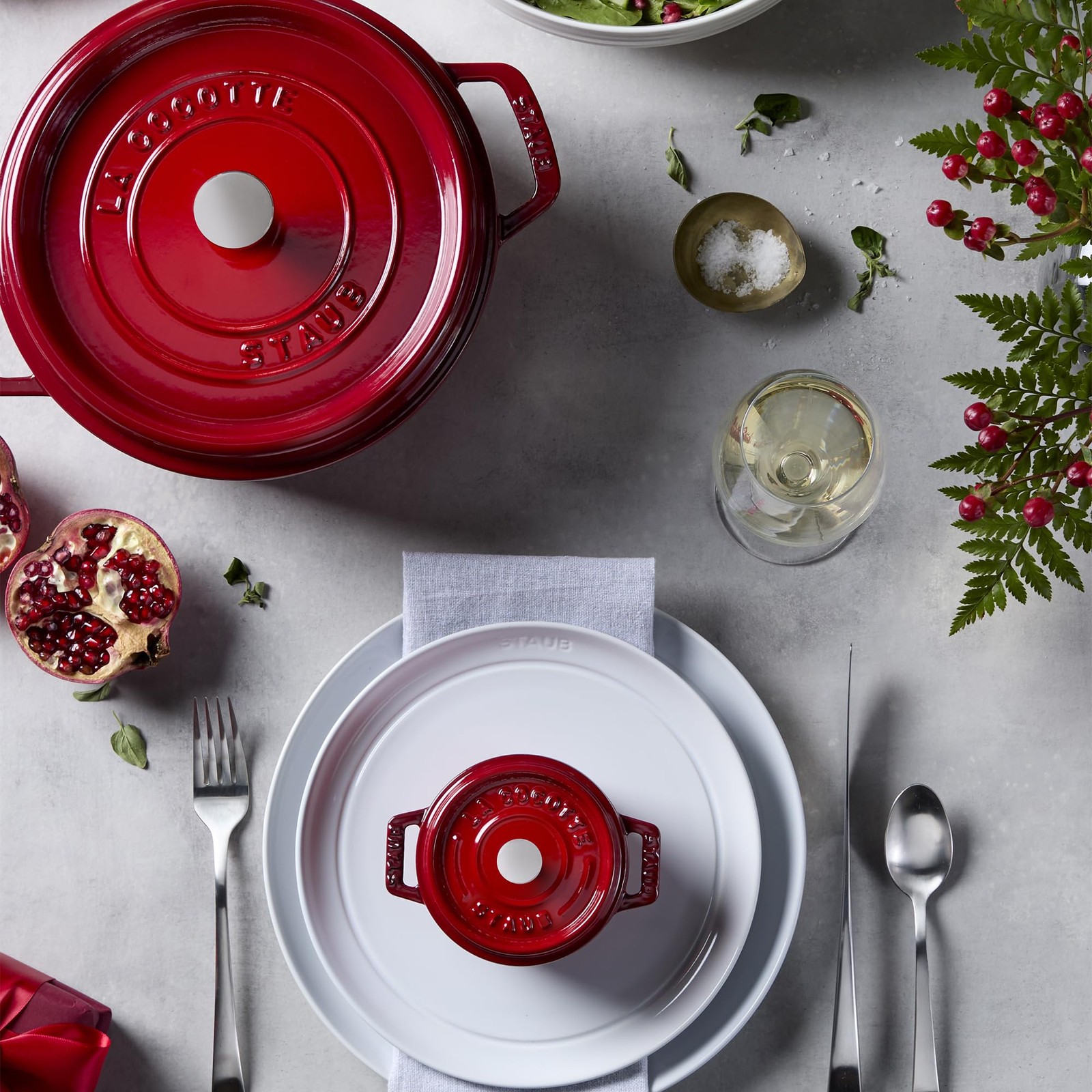 Cast Iron Dutch Oven 4-qt Round Cocotte, Made in France, Serves 3-4, Cherry