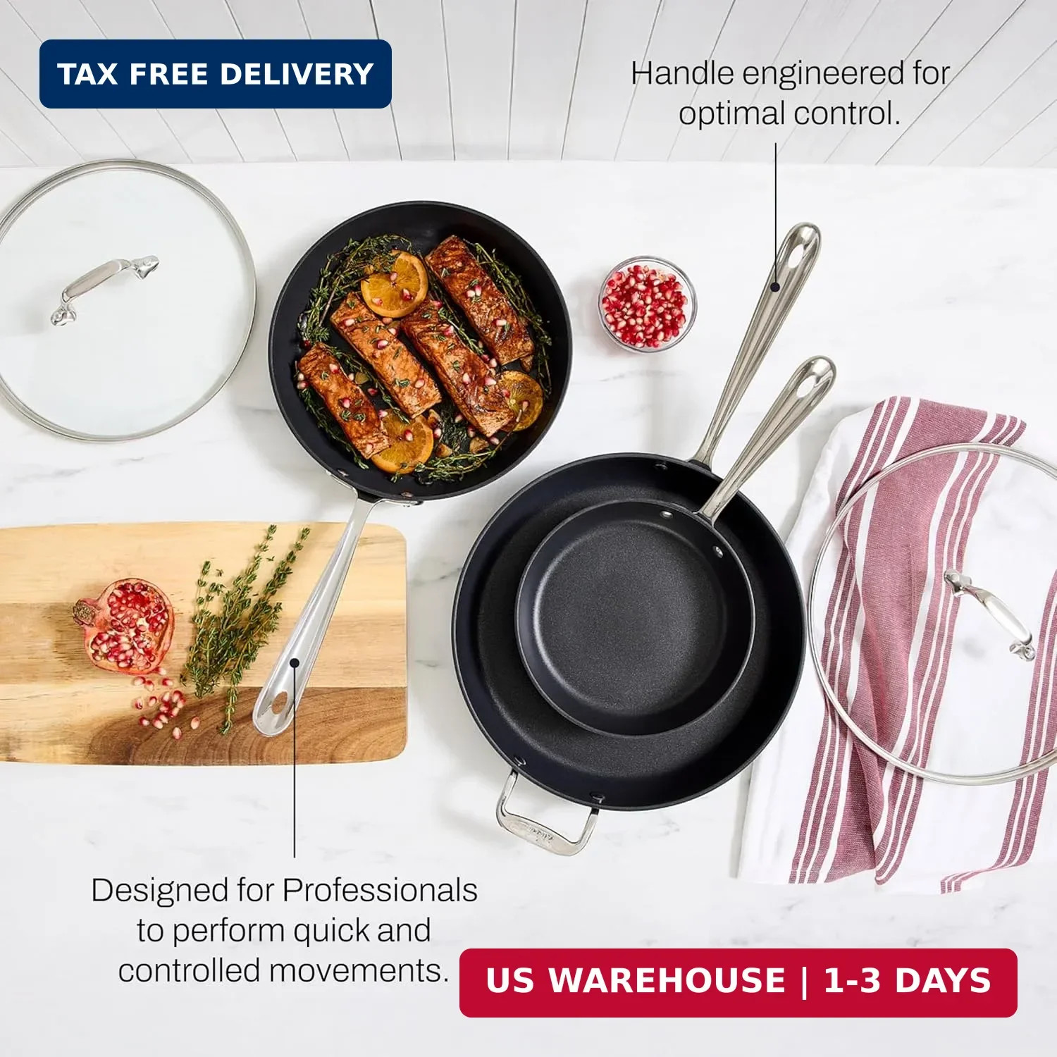 All-Clad HA1 Hard Anodized Non Stick Fry Pan Set 2 Piece, 8, 10 Inch, Induction,