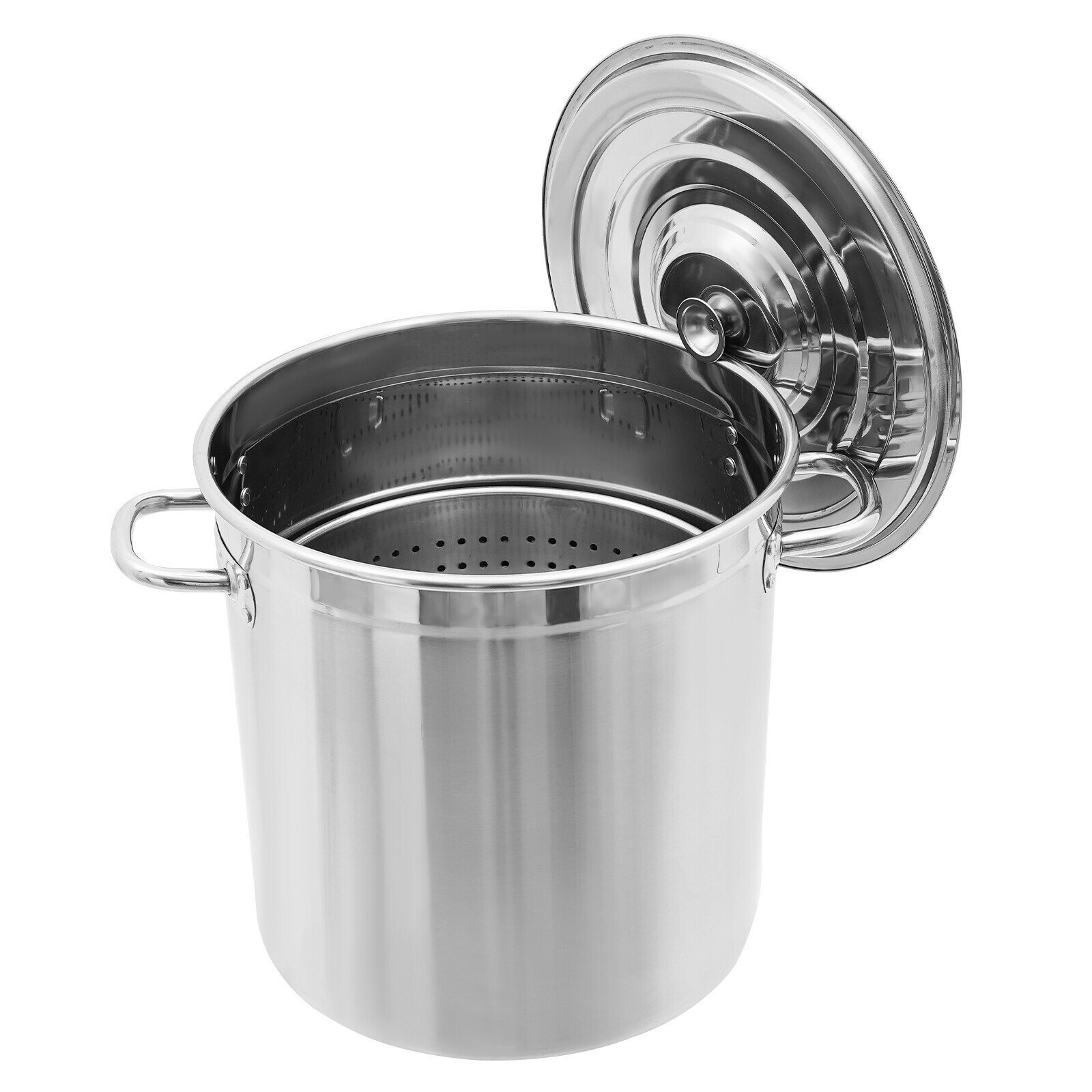 78 QT Stainless Steel Seafood Boil Pot With Basket Heavy Duty Cooking Pot W/ Lid
