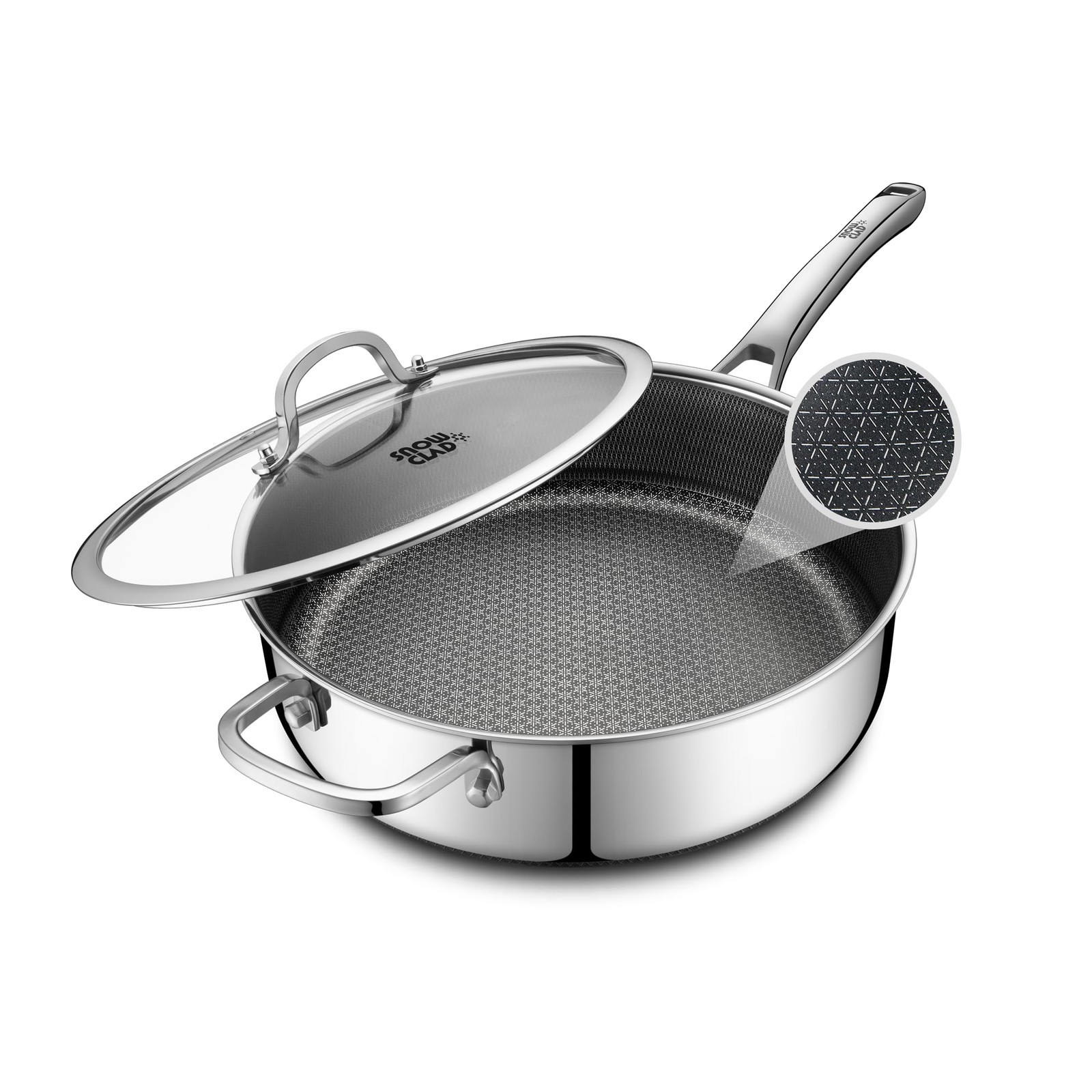 Nonstick 5 Quart Saute Pan with Lid, PFOA Free, Dishwasher & Oven Safe, 12″