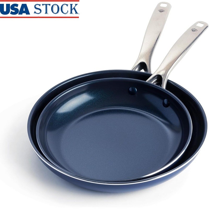 Nonstick Ceramic Frying Pans Set Durable Oven Safe Easy Clean Metal Safe New