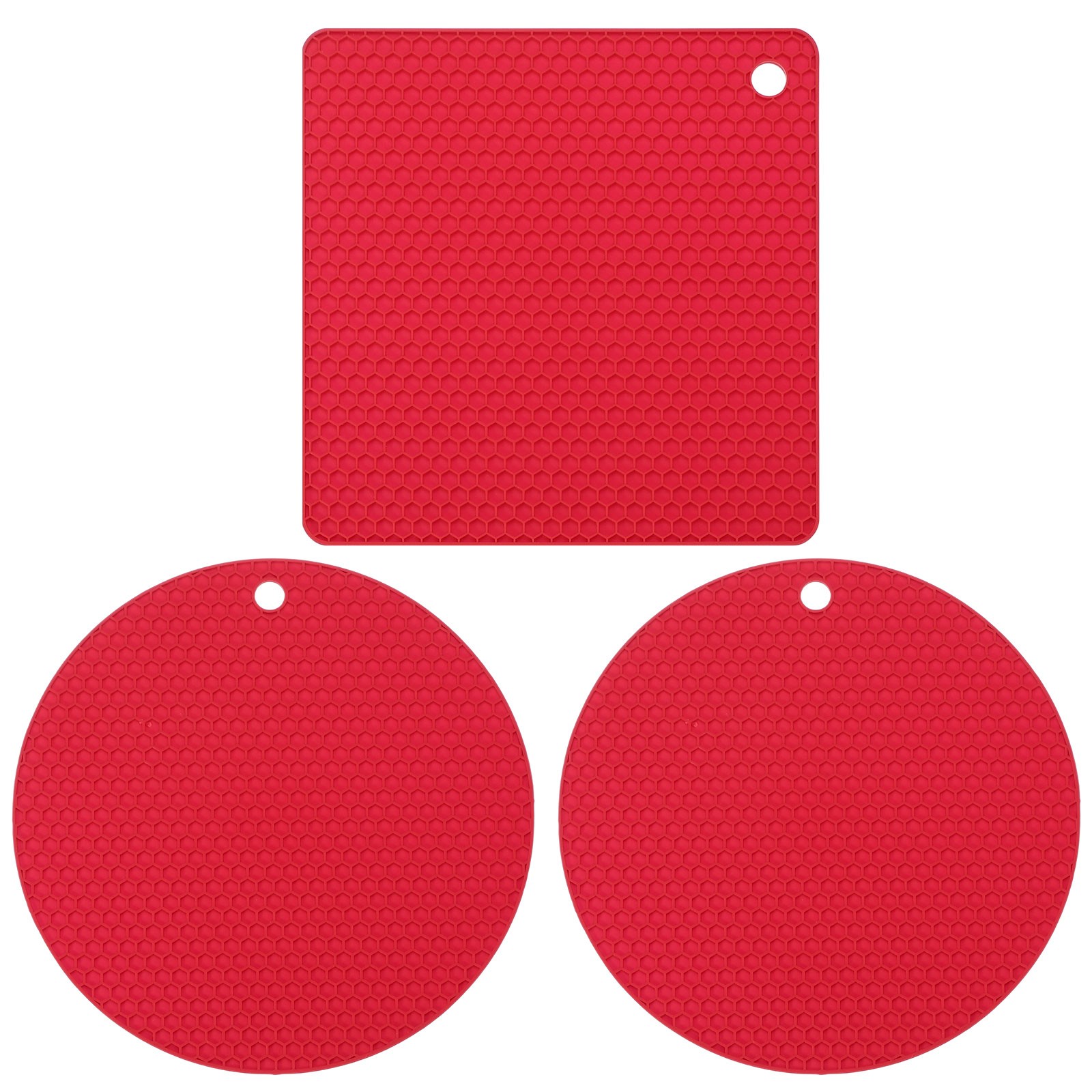 3Pcs Pot and Pan Protectors for Stacking Silicone Trivets Set, Red