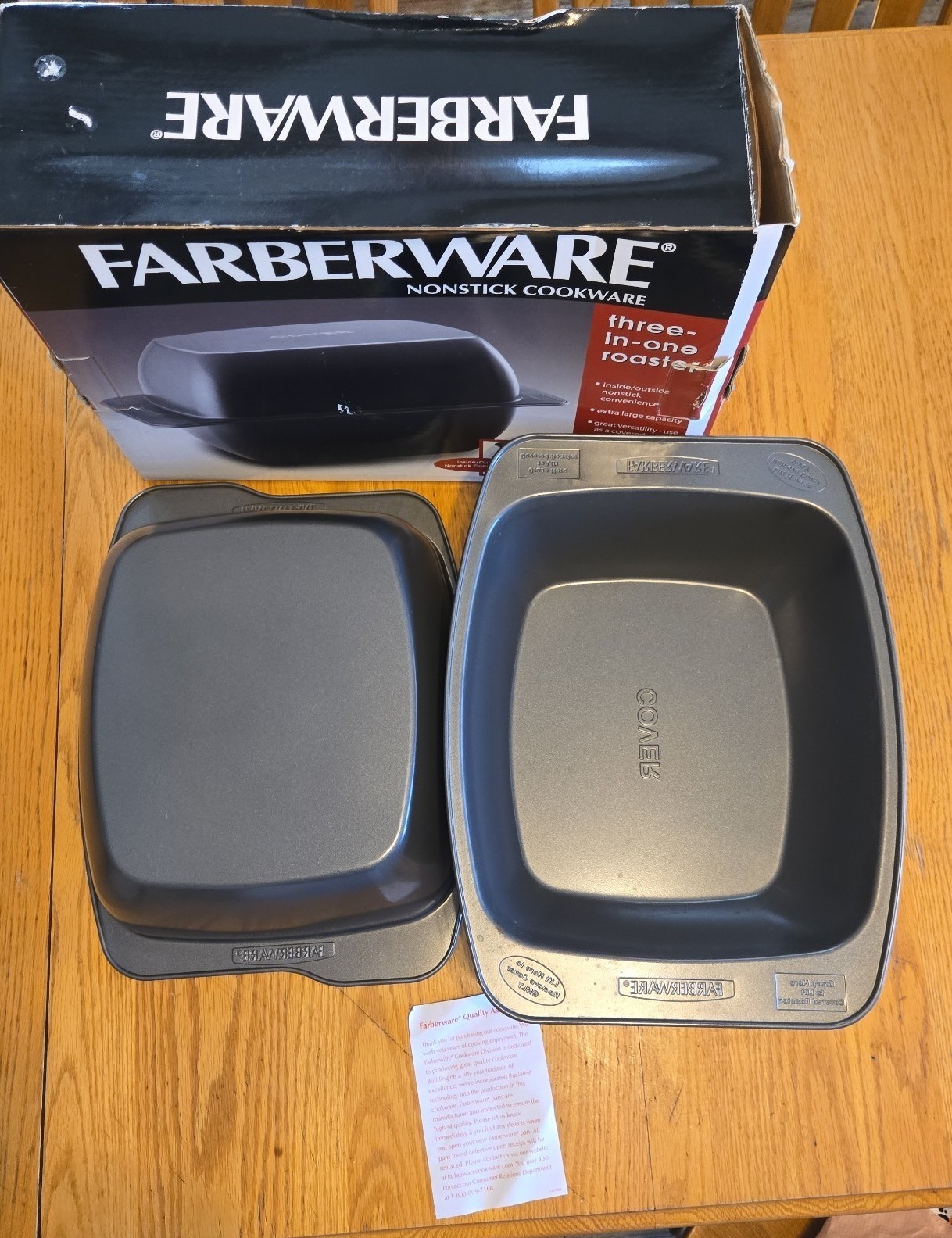 Farberware nonstick three in one roaster oven safe turkey casseroles cookware
