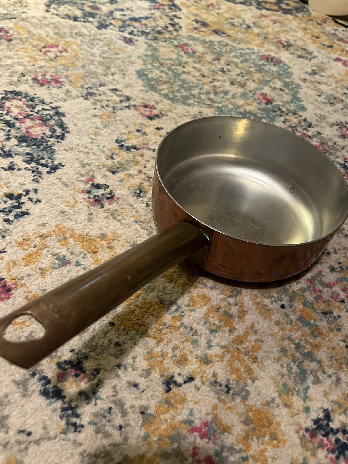 Agnelli Induction Copper High Saute Pan With Stainless Steel Handle, 2.6-Quart