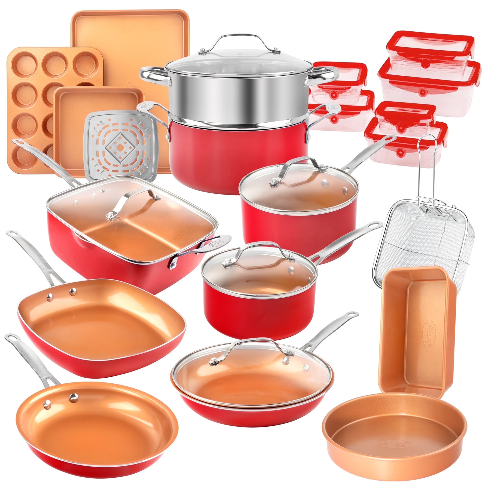Gotham Steel 32 Pcs Pots and Pans Set Non Stick, Ceramic Pots and Pans Set, Cera