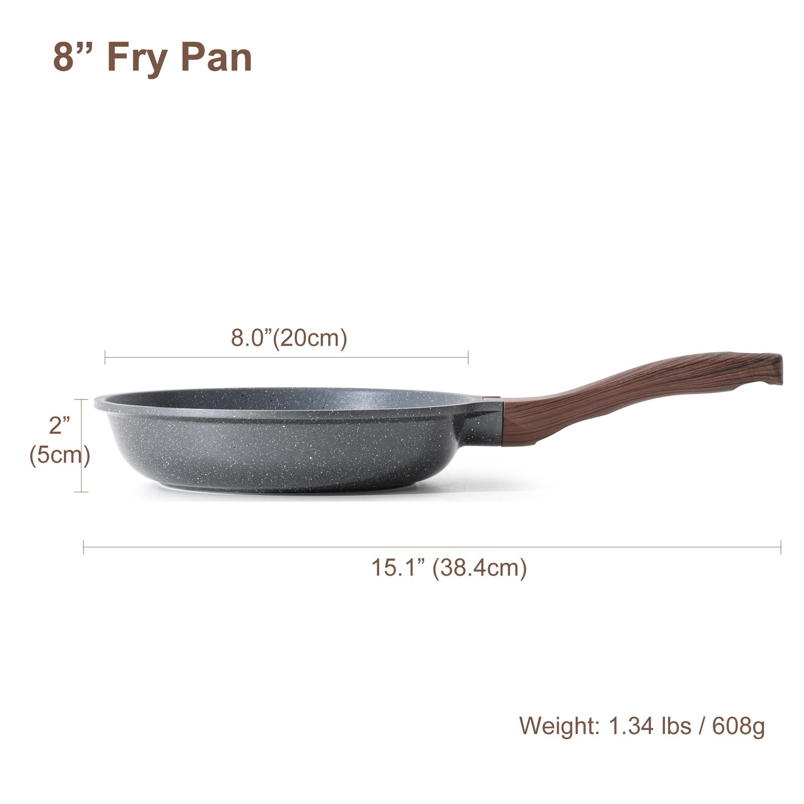 Frying Pan Nonstick Swiss Granite Coating PFOA Free 8 Inch 8/9.5/10/11/12.5 Inch