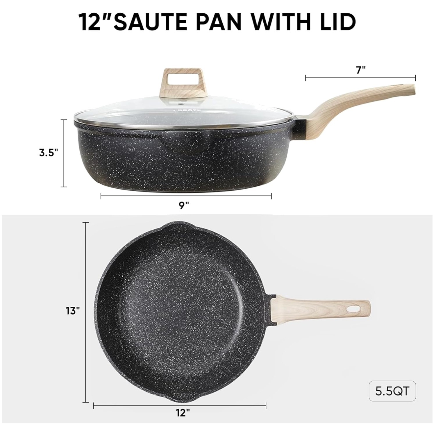 Jumbo Cooker Saute Pan with Pour Spout – Classic Granite