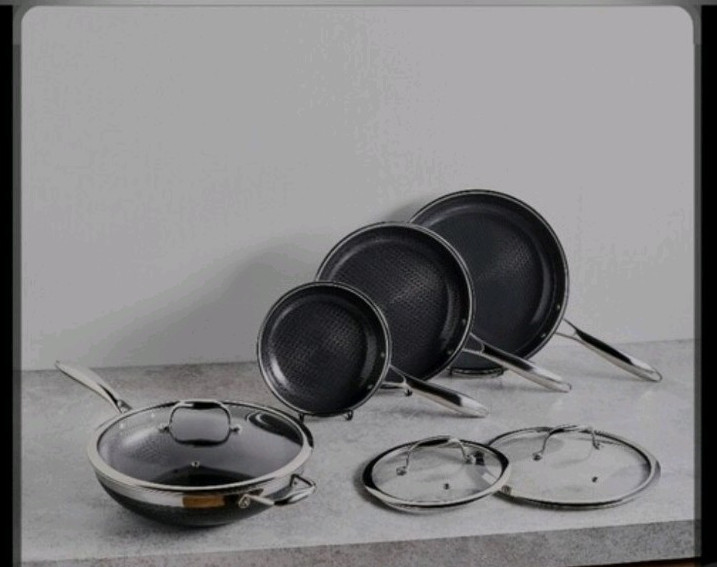 7 pc HexClad Hybrid Cookware Set w/ Lids & Wok