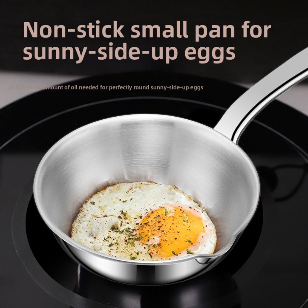 Small 5 Inch Stainless Steel Egg Pan for Cooking Omelets and Melting Butter