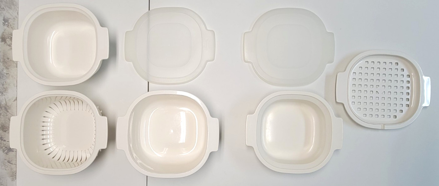 Rubbermaid 3, 2 & 1 Quart Microwave Cookware Casserole Bowls Steamer w/Lids 7 pc