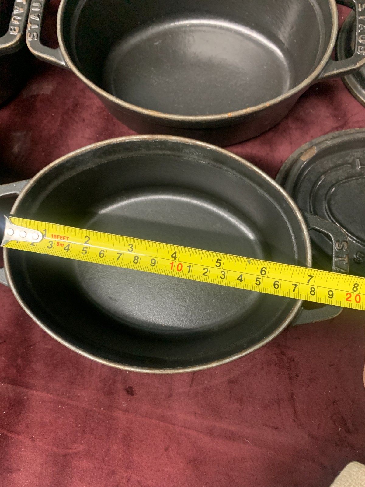 Lot of 6 Used Staub Cocotte Oval 17cm Black Cast iron Handed Enameled Pot