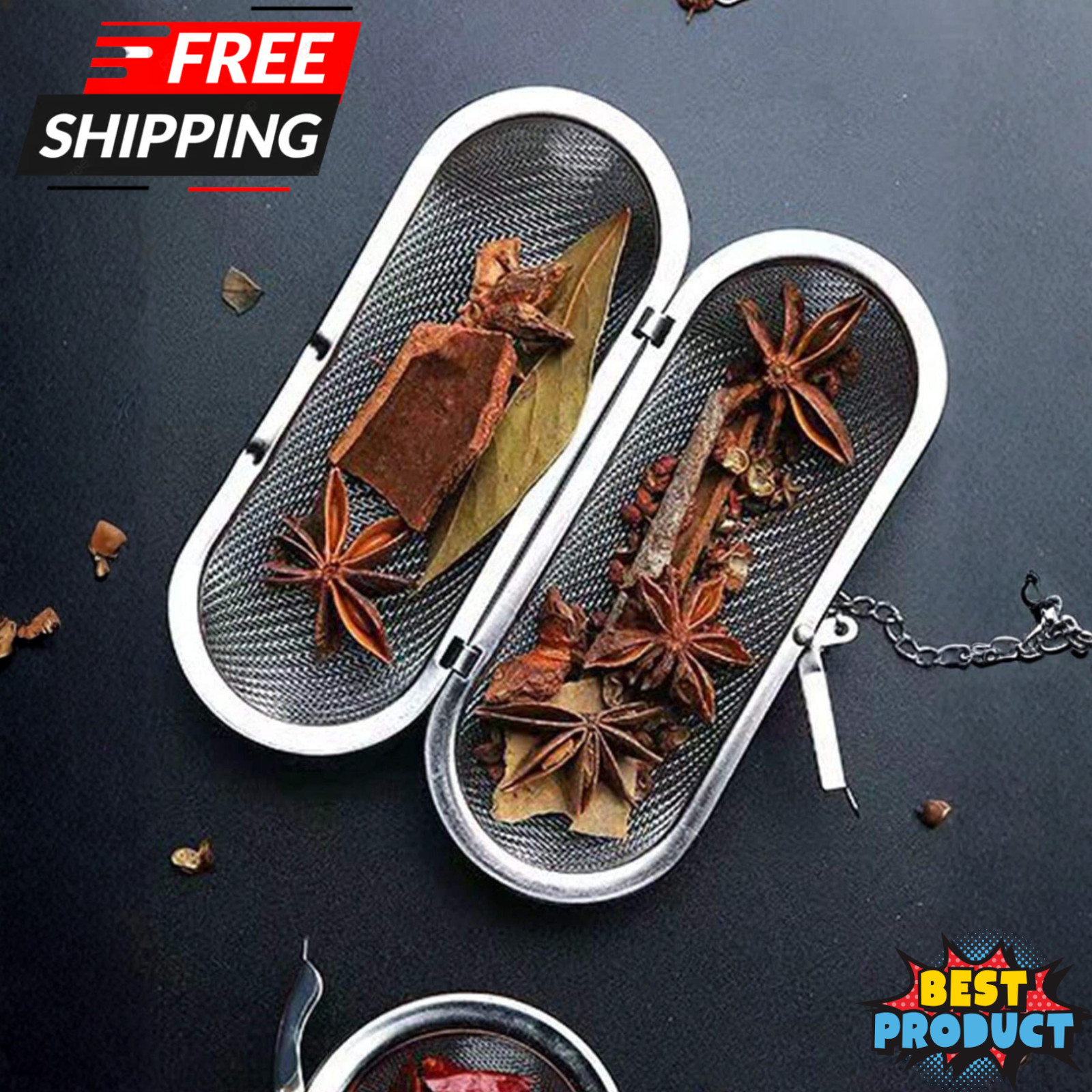 Stainless Steel Hot Pot Spice & Seasoning Filter Reusable Strainer for Kitchen