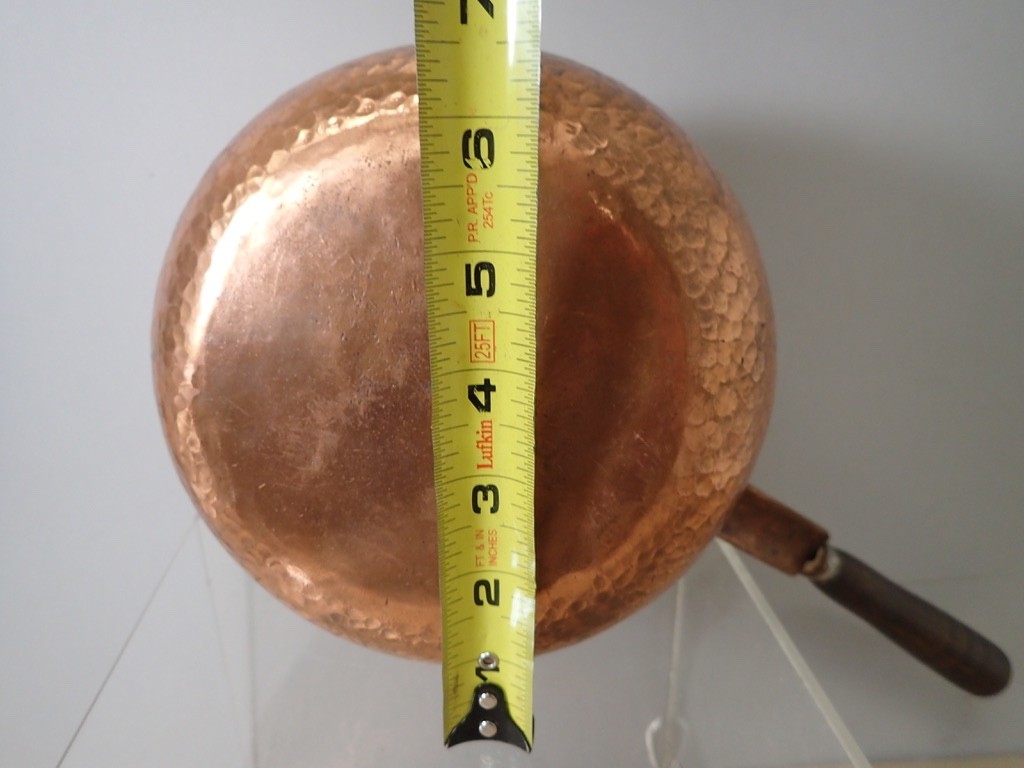 Vintage Hand Hammered Copper Tin Lined Saucepan w/ Wood Handle 6″ x 2.75″