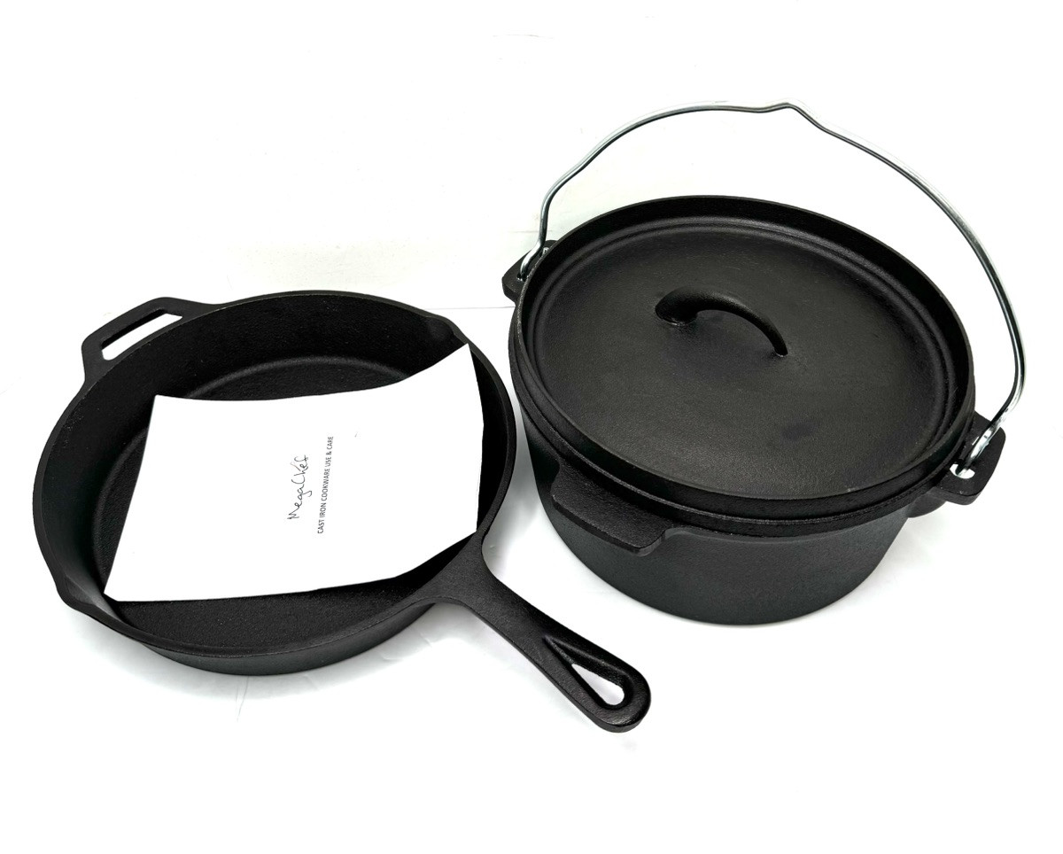 MegaChef Assorted Pre-Seasoned OVEN SAFE, Cast Iron Cookware Set,3 Piece, Black
