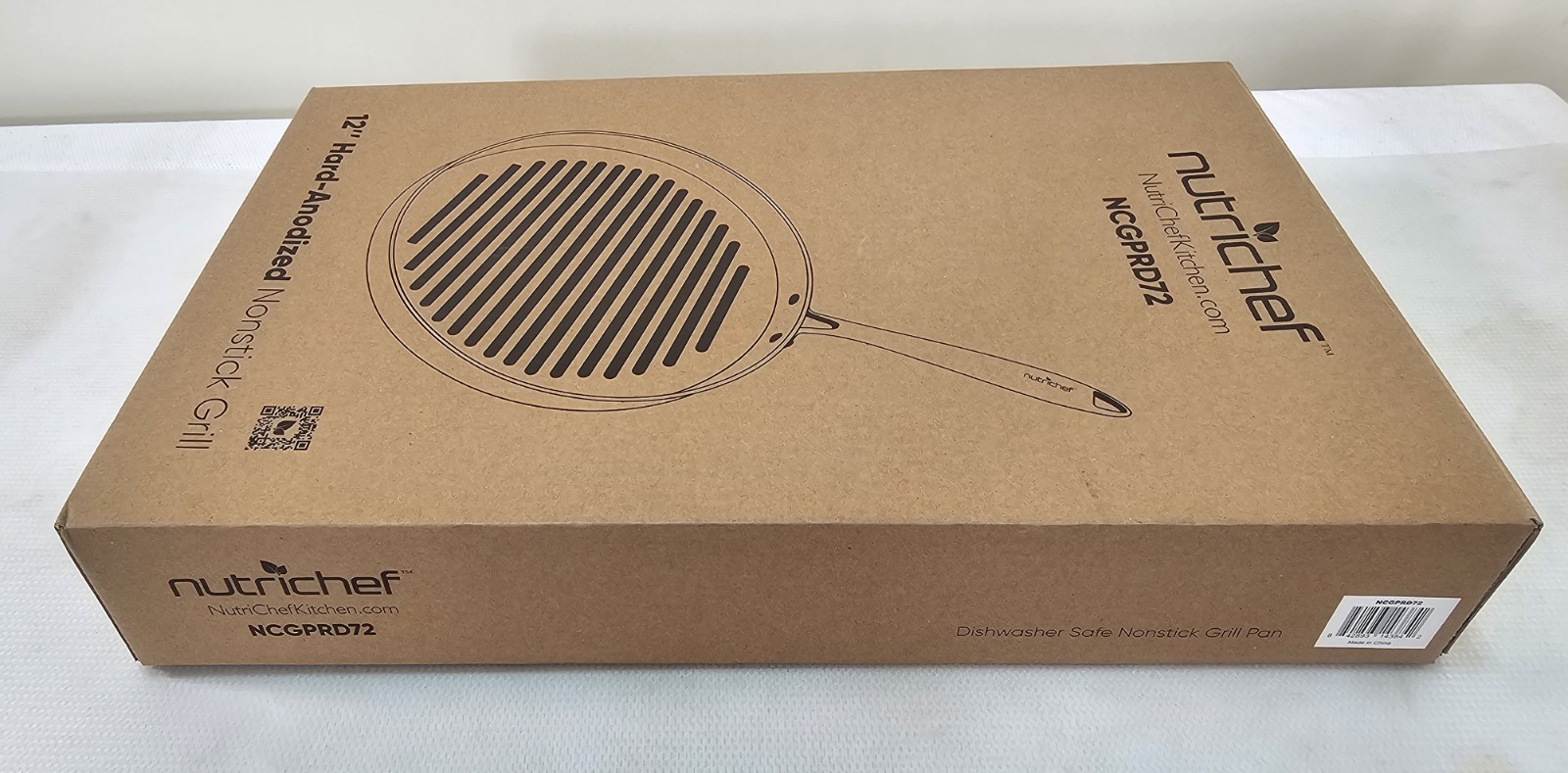 NutriChef 12in Hard-Anodized Nonstick Grill Pan Dishwasher Safe PFOA Free – NEW