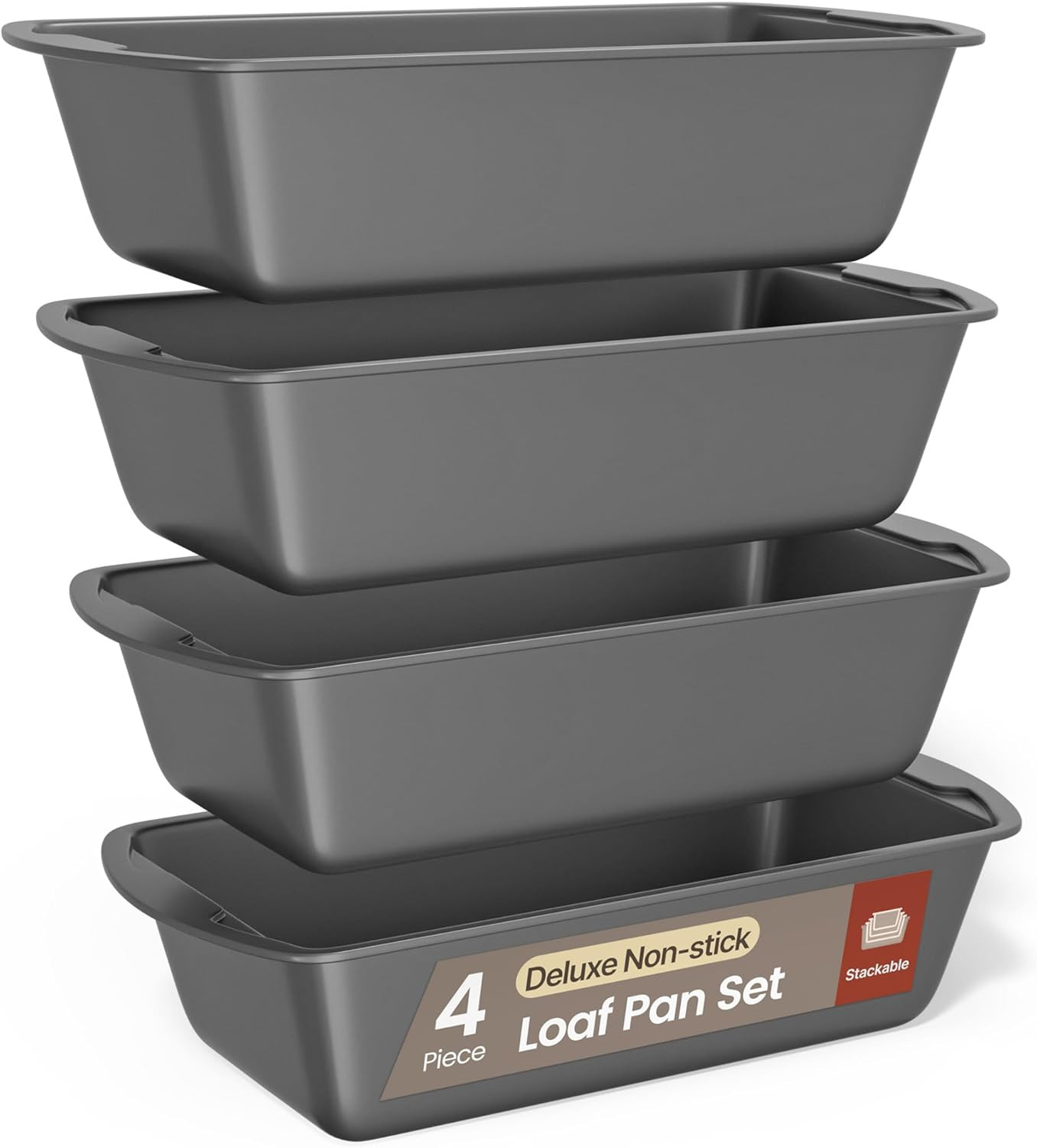 Bakken- Swiss Loaf Pan Set 4-Piece – Deluxe Nonstick Carbon Steel Bakeware for P