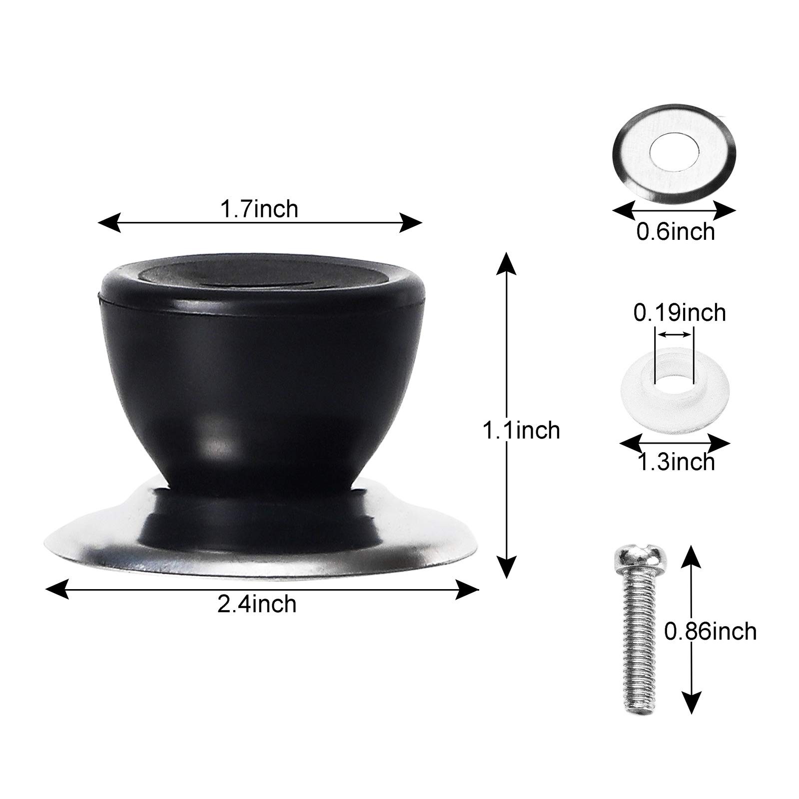 6PC Pot Lid Knobs Universal Cookware Replacement Handles Black Kitchen Pan Cover